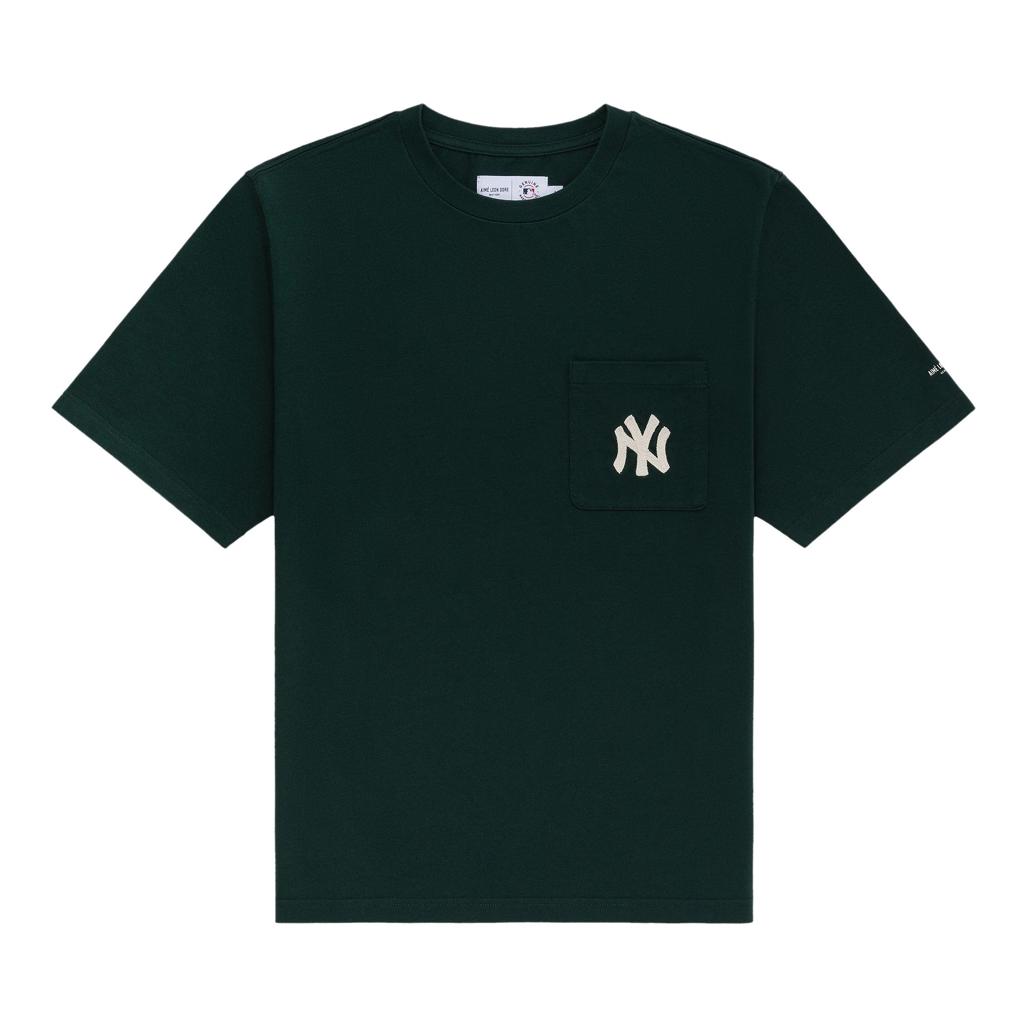 Pre-owned Aimé Leon Dore Yankees Chainstitch Pocket Tee 'pine Grove' | Green | Men's Size Xl