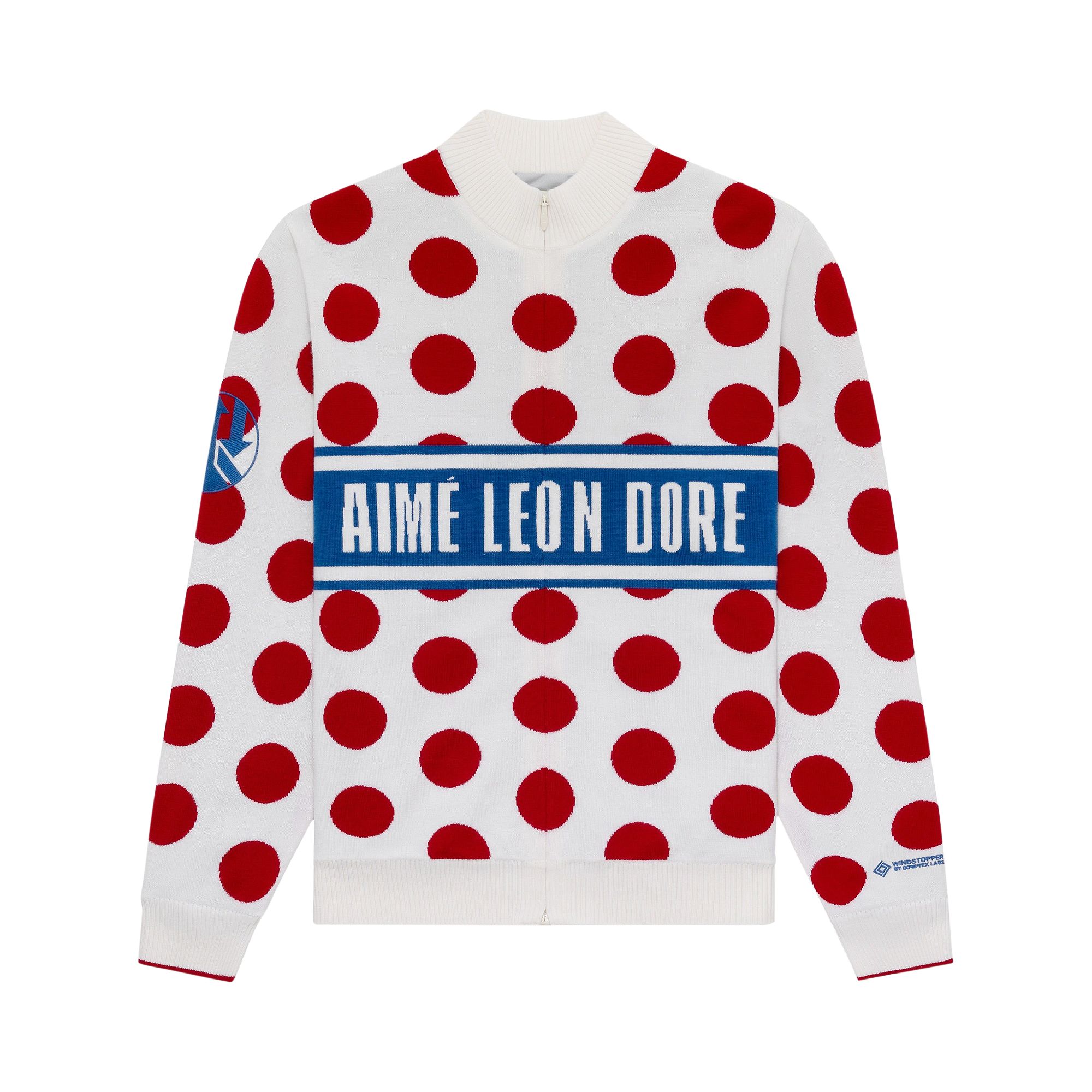 Pre-owned Aimé Leon Dore Windstopper Polka Dot Knit Cycling Jersey By Gore-tex Labs 'bone White' | Men's Size