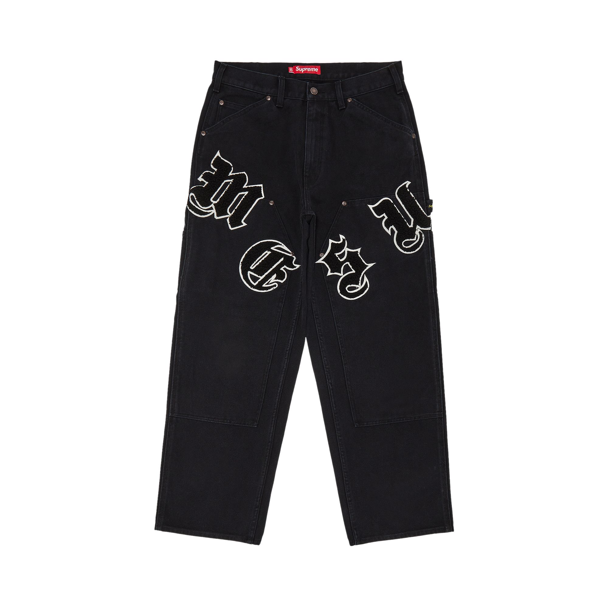 Pre-owned Supreme Old English Canvas Double Knee Painter Pant 'black' | Men's Size 32