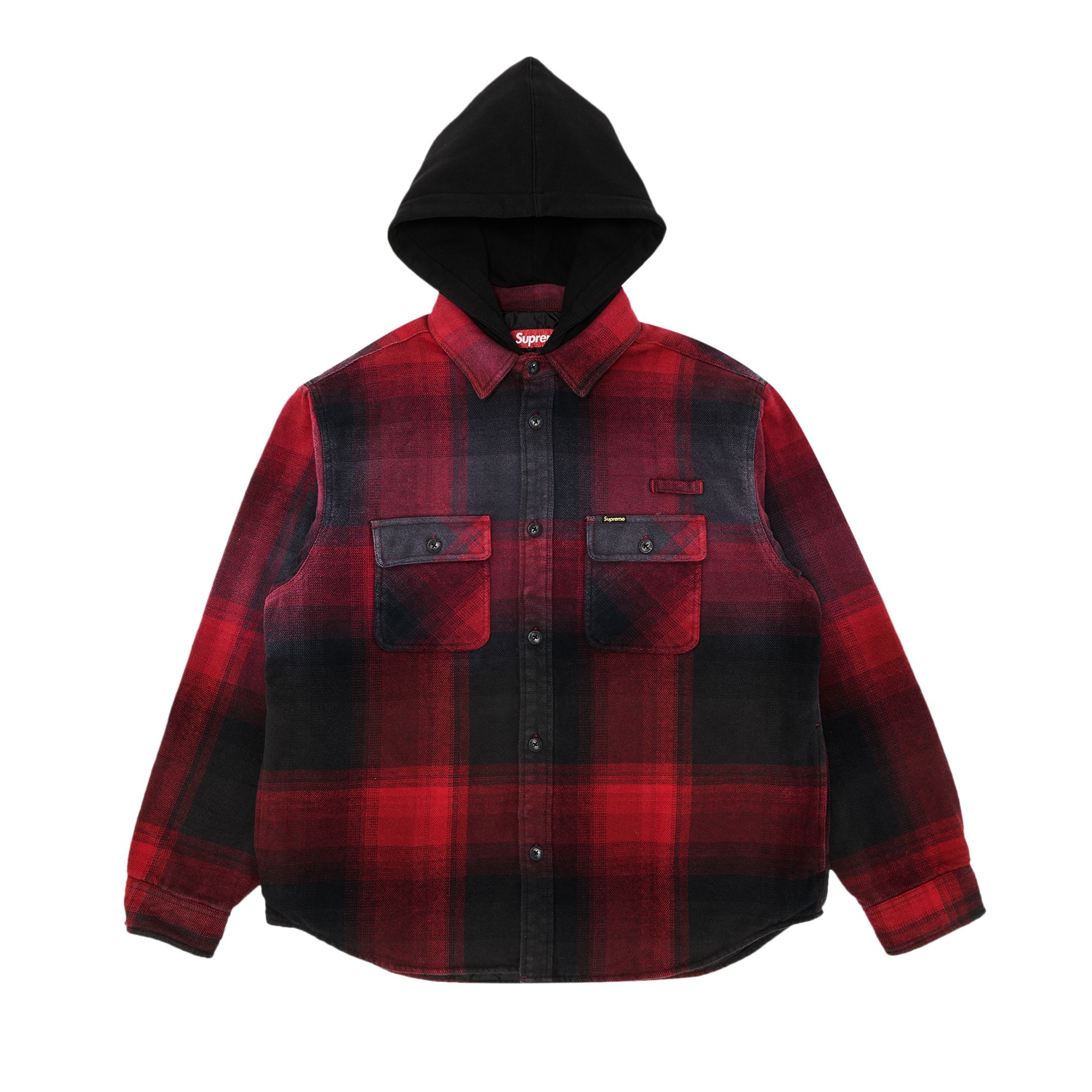 Pre-owned Supreme Quilted Lined Hooded Flannel Shirt 'red Plaid' | Men's Size S
