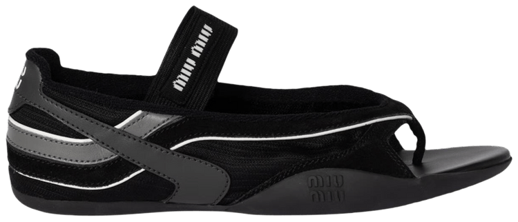 Miu Miu Wmns Gymnasium Thong Ballerinas Black Anthracite Grey