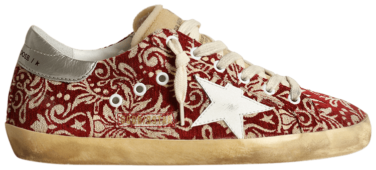Golden Goose Wmns Superstar Floral Swirl   Wine Ivory
