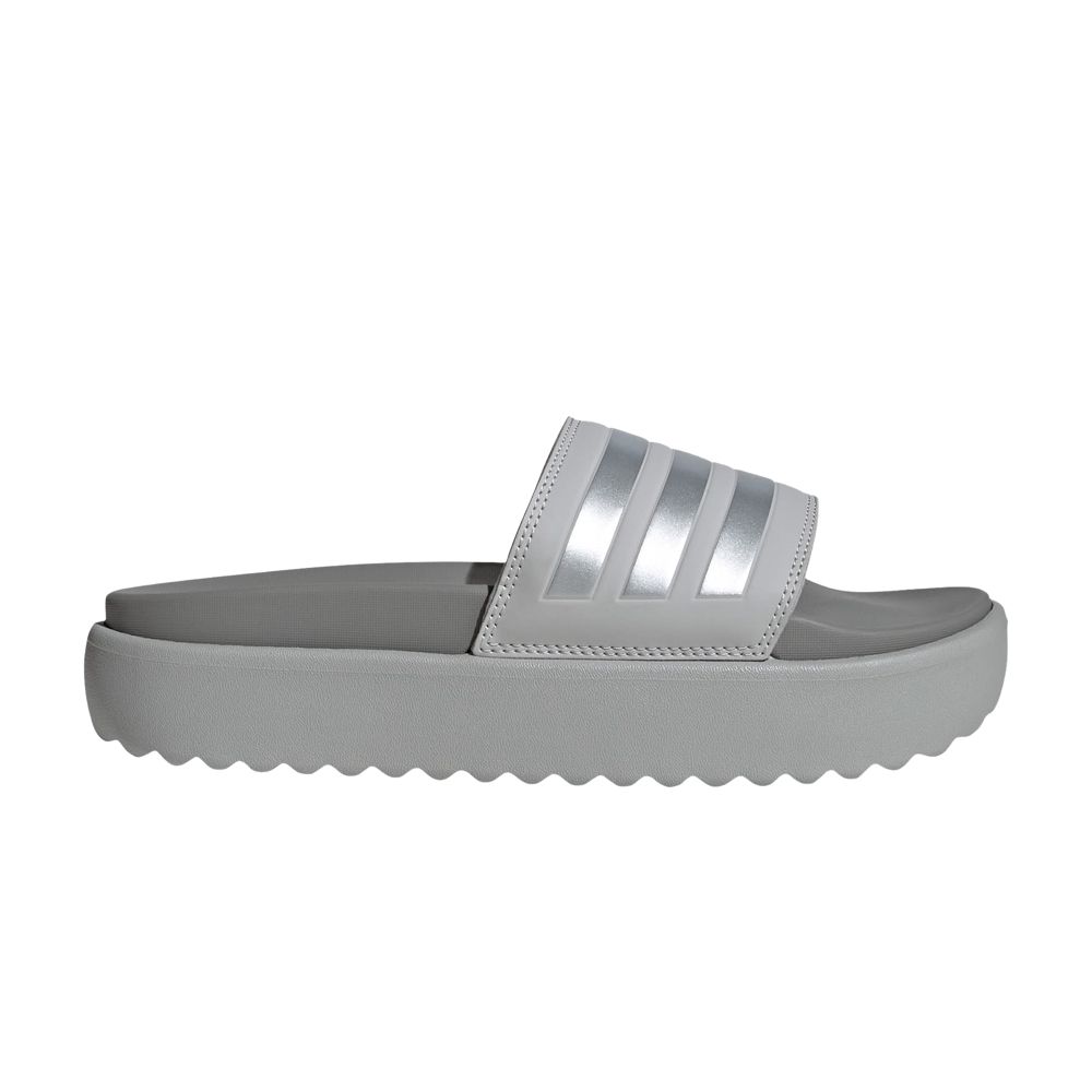 Pre-owned Adidas Originals Adidas Wmns Adilette Platform Slide 'grey Silver Metallic' | Women's Size 8