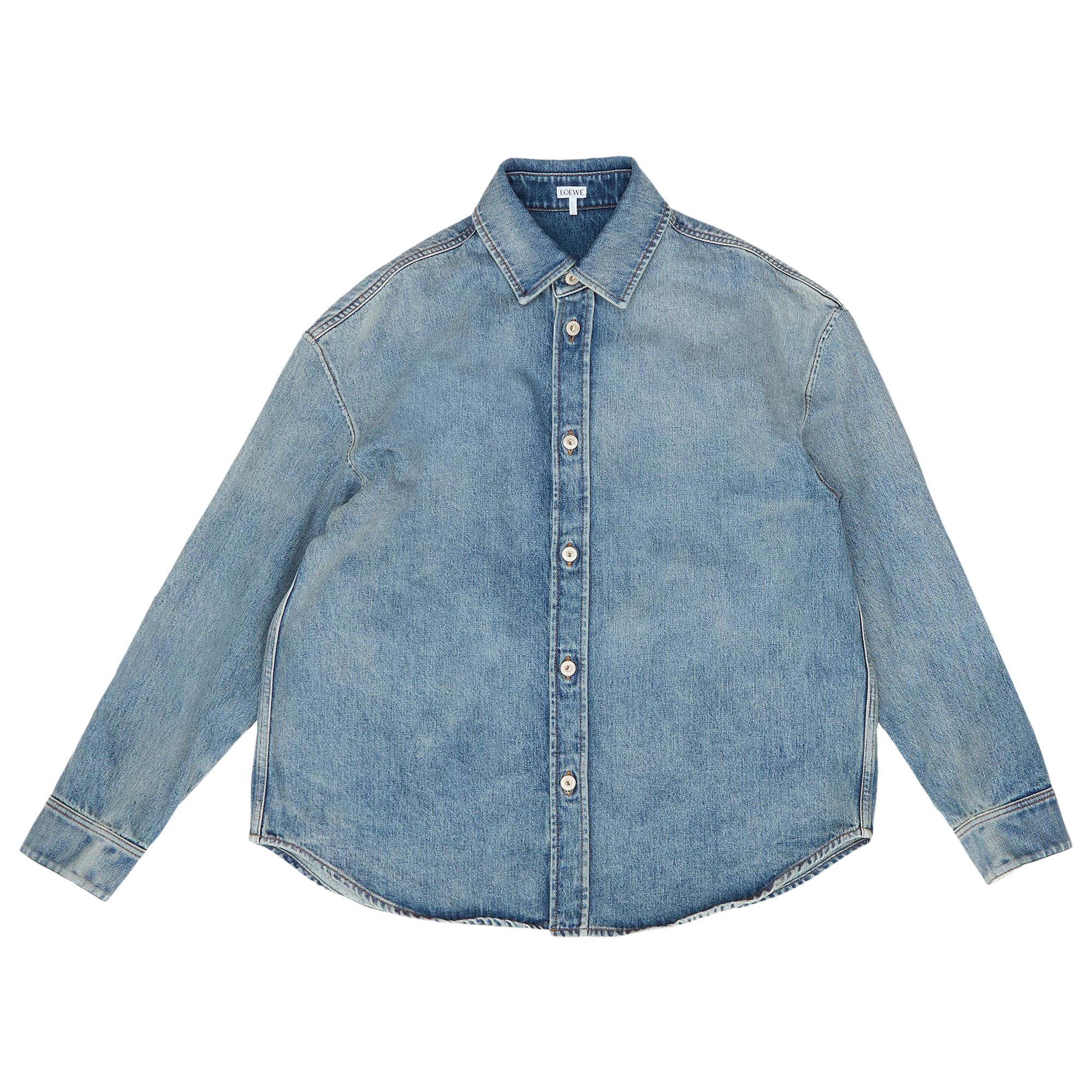 Pre-owned Loewe Anagram Overshirt 'washed Denim' | Blue | Men's Size 54