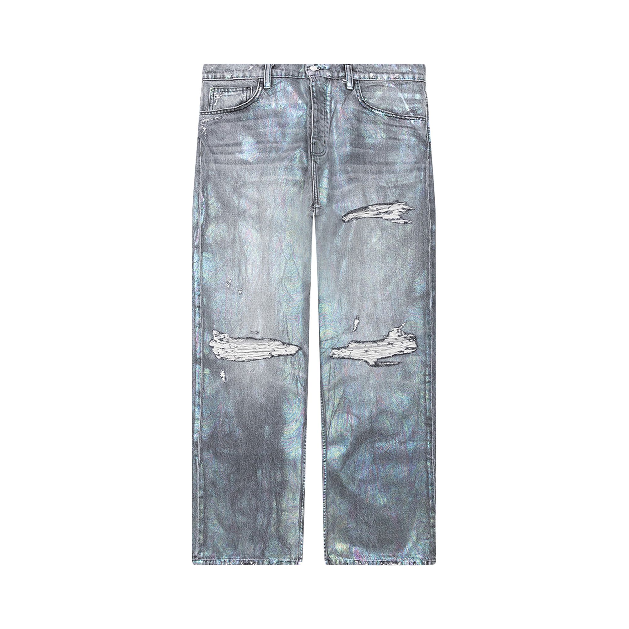 Pre-owned Nahmias Oil Spill Baggy Jean 'charcoal Wash' | Black | Men's Size 32