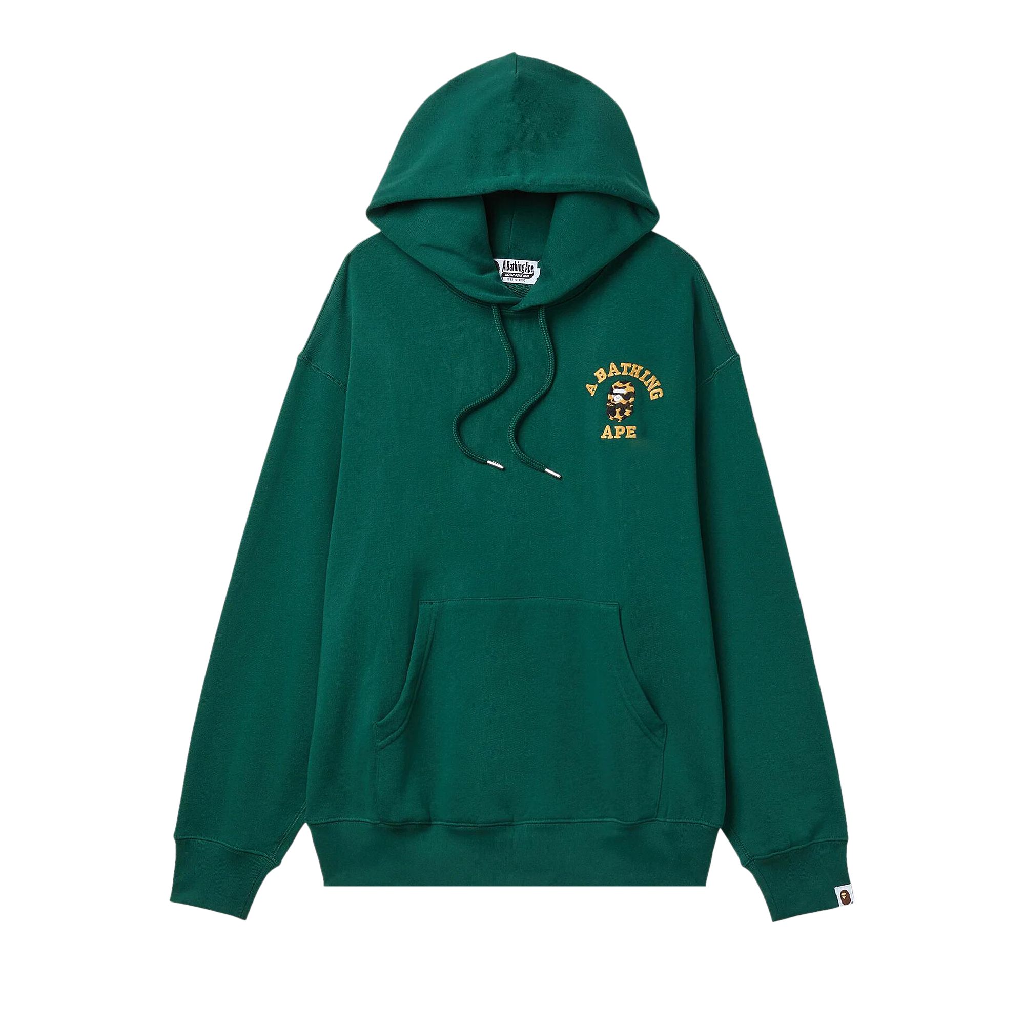 Pre-owned Bape 1st Camo College Logo Relaxed Fit Pullover Hoodie 'olivedrab' | Green | Men's Size L