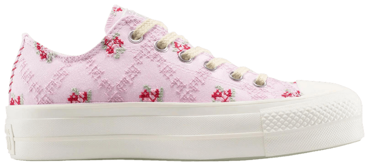 Converse Wmns Chuck Taylor All Star Lift Platform Low Cross Stitch Roses