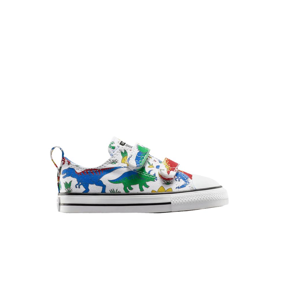 Converse Chuck Taylor All Star EasyOn Low TD 'Dino Party - Totally Blue Enamel Red' | White | Infant Size 4 - A15067F