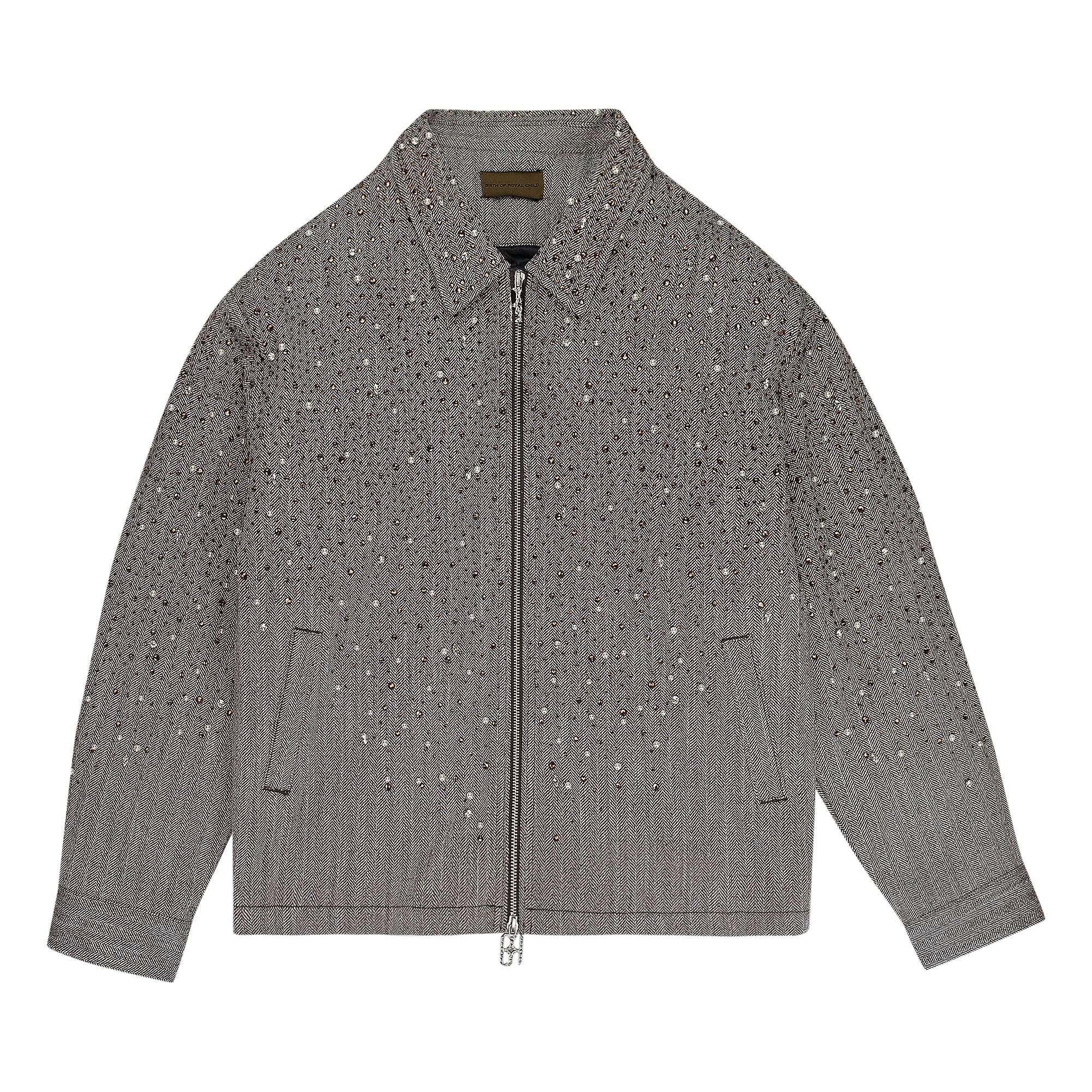 Pre-owned Birth Of Royal Child Rhinestone Zipper Work Jacket 'brown' | Men's Size L