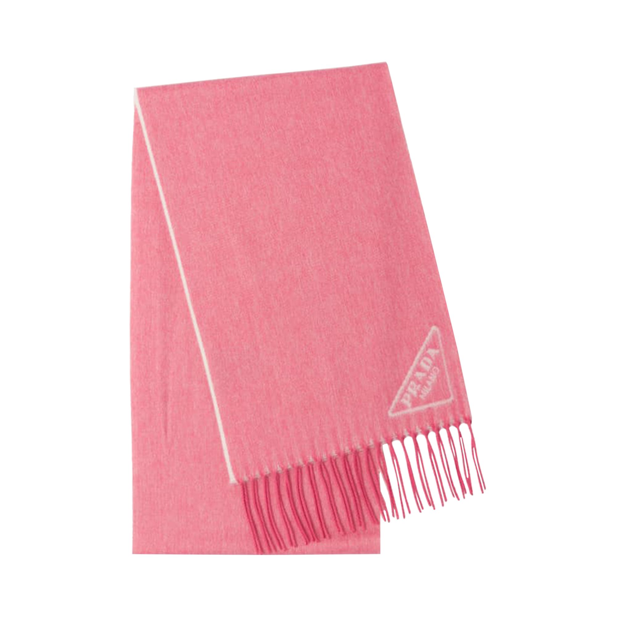 Pre-owned Prada Logo Jacquard Cashmere Scarf 'pink' | Women's Size Onesize
