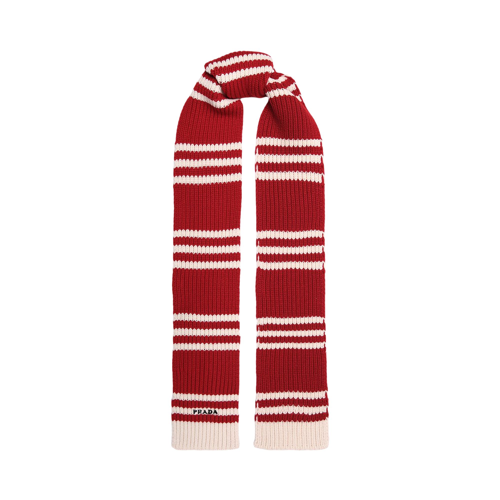 Pre-owned Prada Knit Scarf 'red/white' | Multi-color | Women's Size Onesize