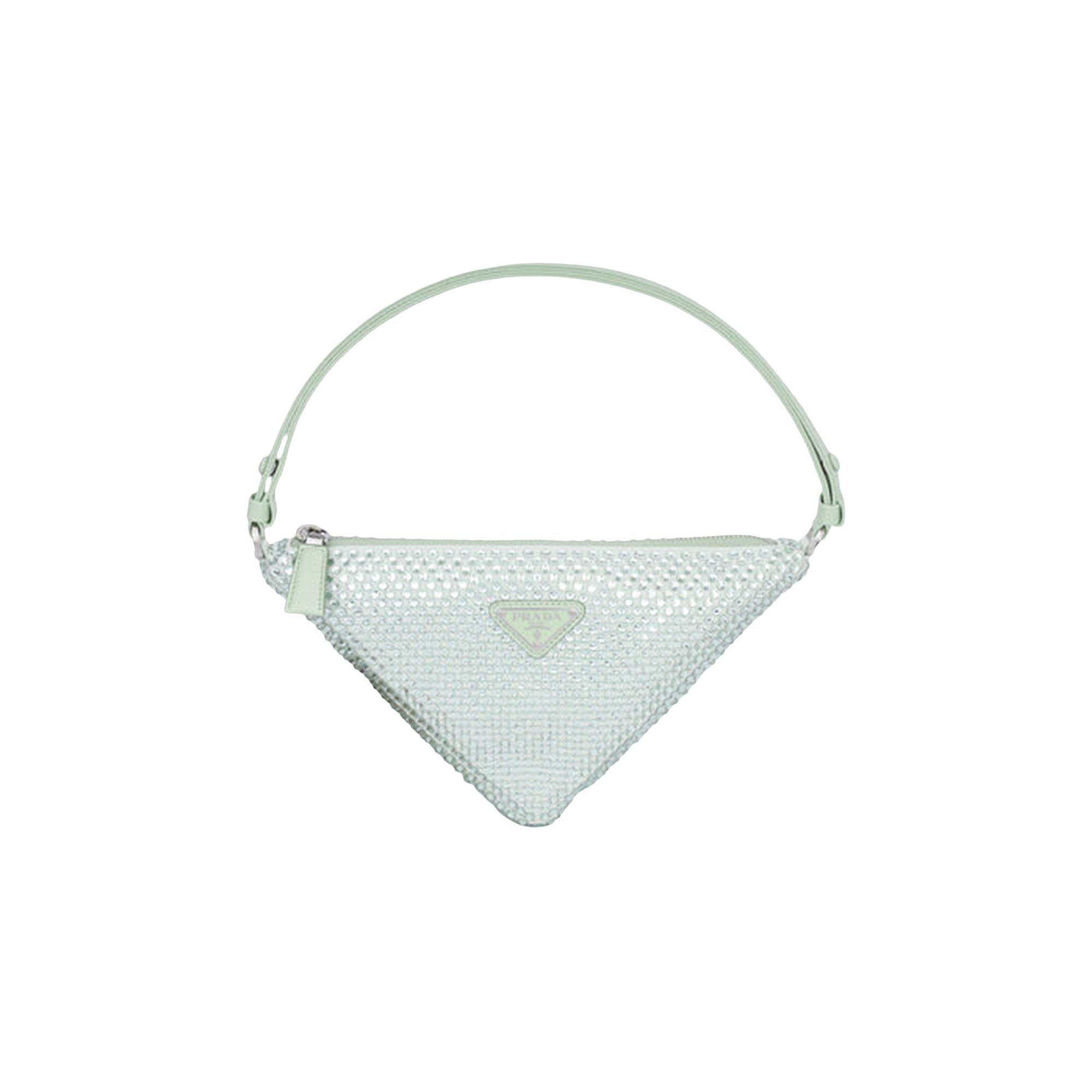 Pre-owned Prada Crystal Studded Satin Pouch 'mint Green' | Women's Size Onesize