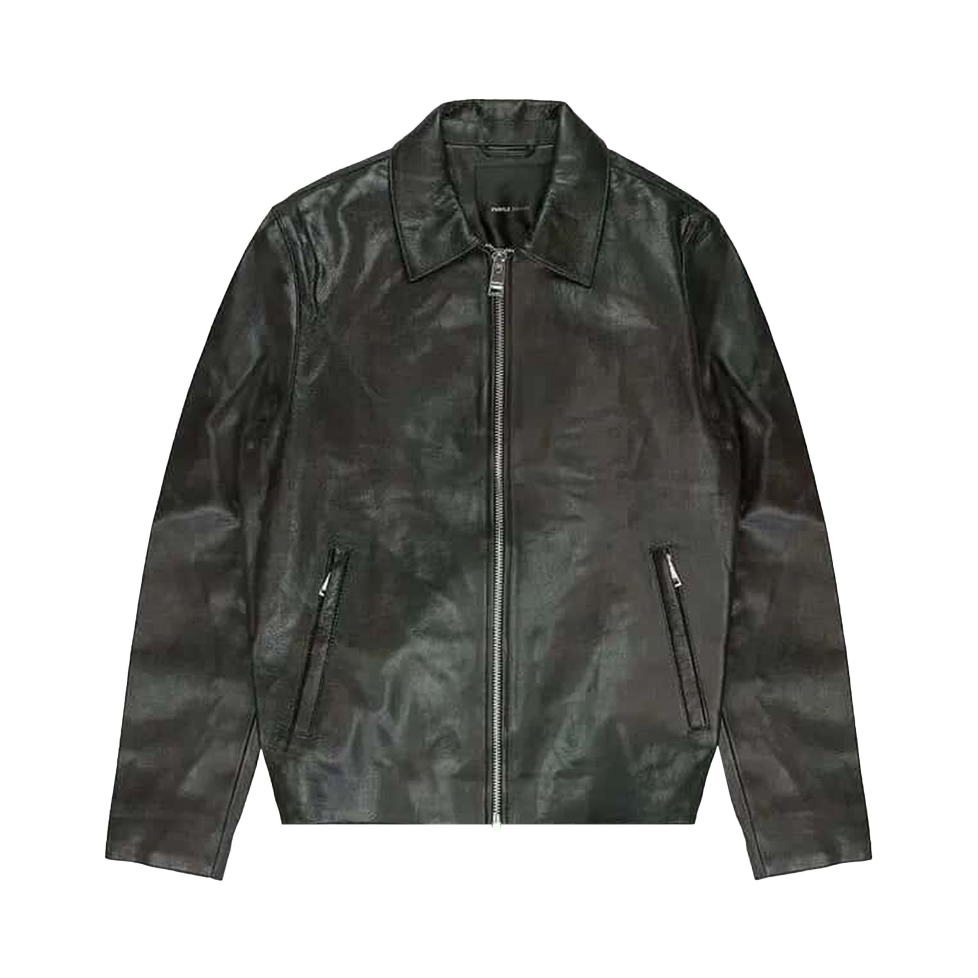 Pre-owned Purple Brand Leather Front Zip Jacket 'black' | Men's Size S