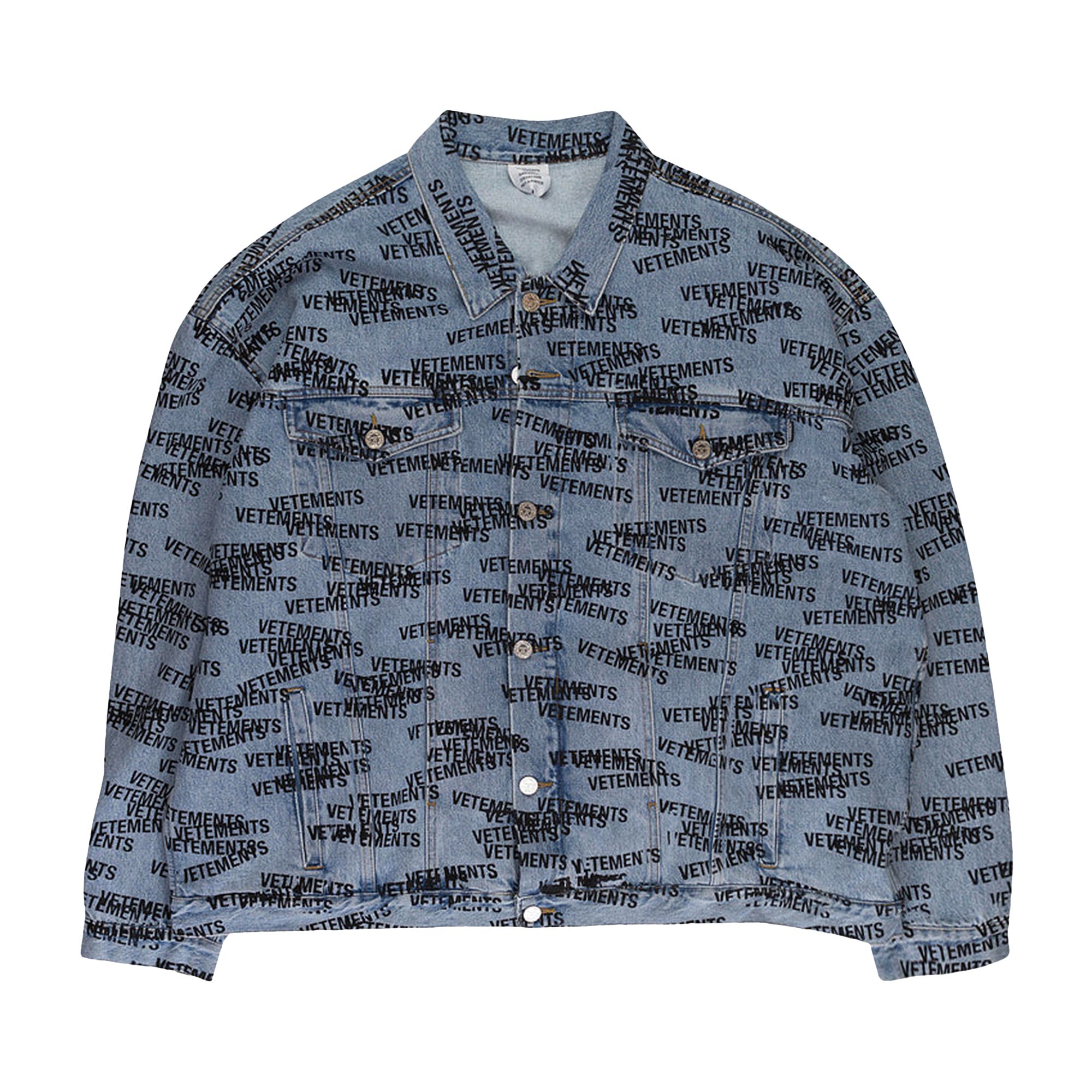 Pre-owned Vetements Stamped Logo Denim Jacket 'blue' | Men's Size M