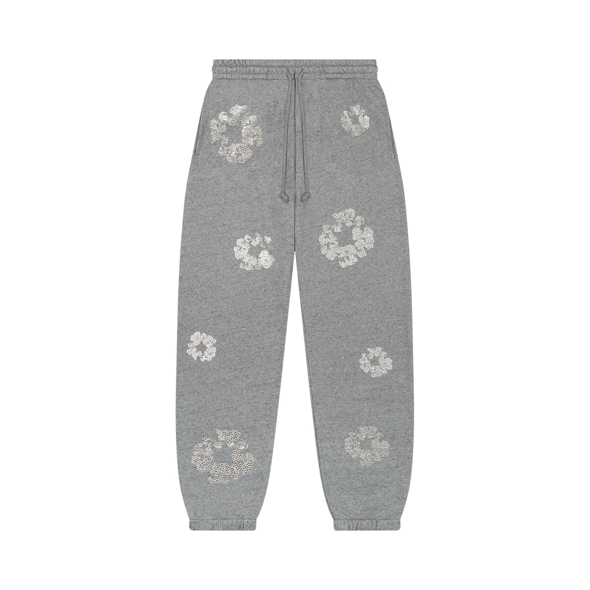 Pre-owned Denim Tears Cashmere Swarovski Cotton Wreath Sweatpants 'grey' | Men's Size Xxl In Gray