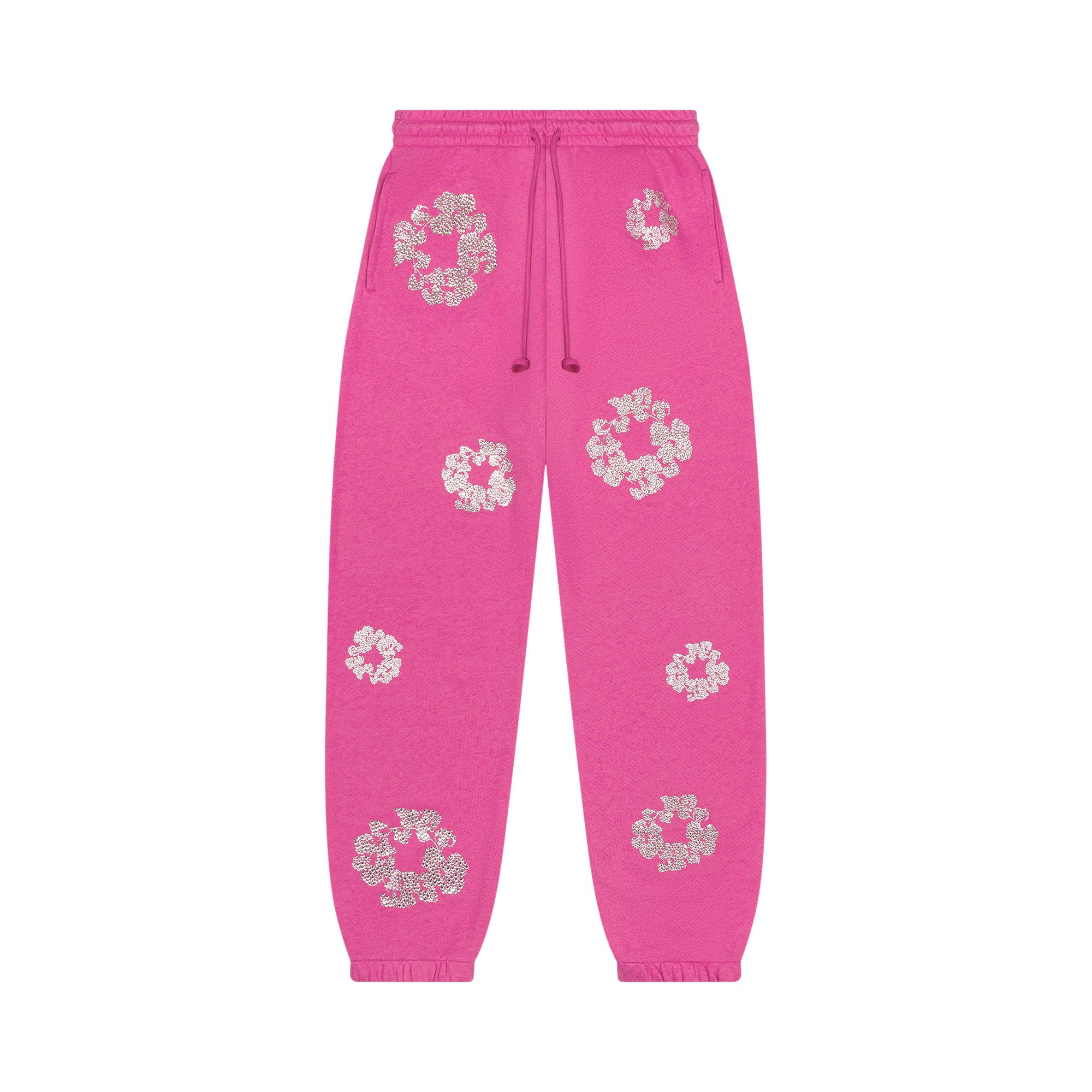 Pre-owned Denim Tears Cashmere Swarovski Cotton Wreath Sweatpants 'pink' | Men's Size S