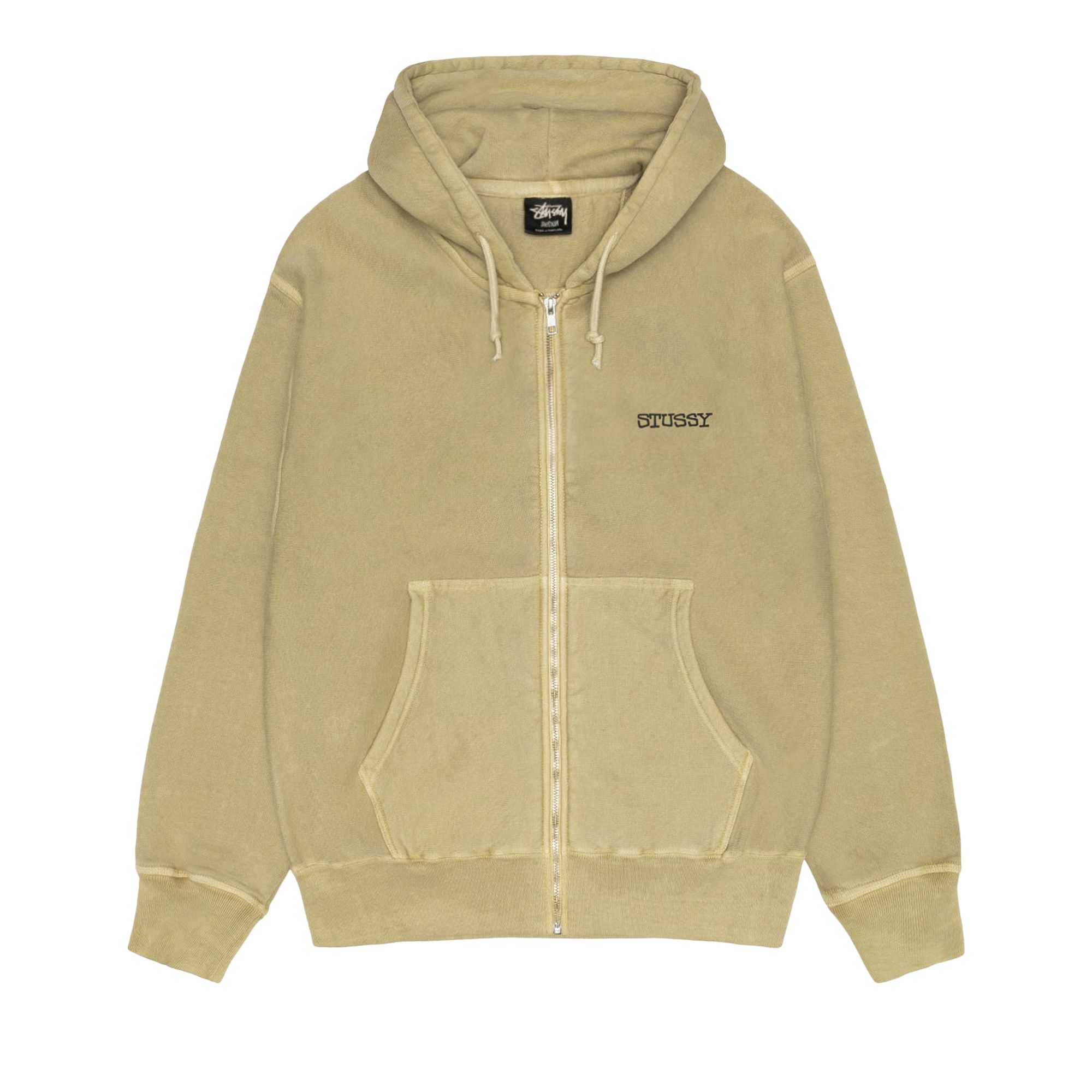 Pre-owned Stussy Jumbo Zip Hoodie Pigment Dyed 'elm' | Green | Men's Size Xl