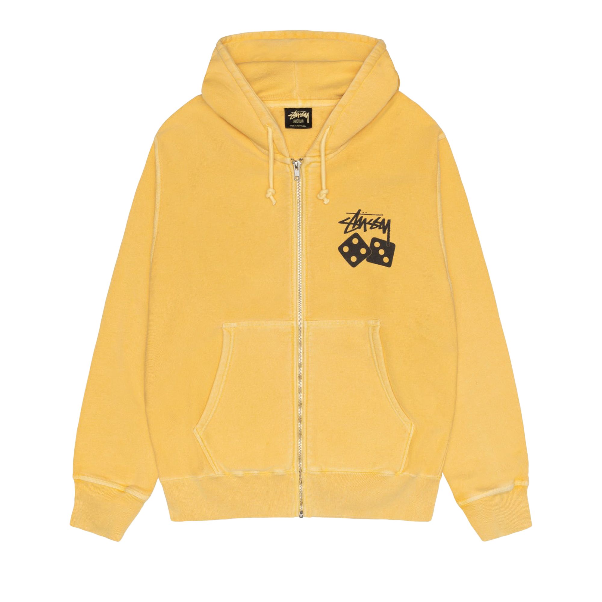 Pre-owned Stussy Dice Zip Hoodie Pigment Dyed 'yellow' | Men's Size S
