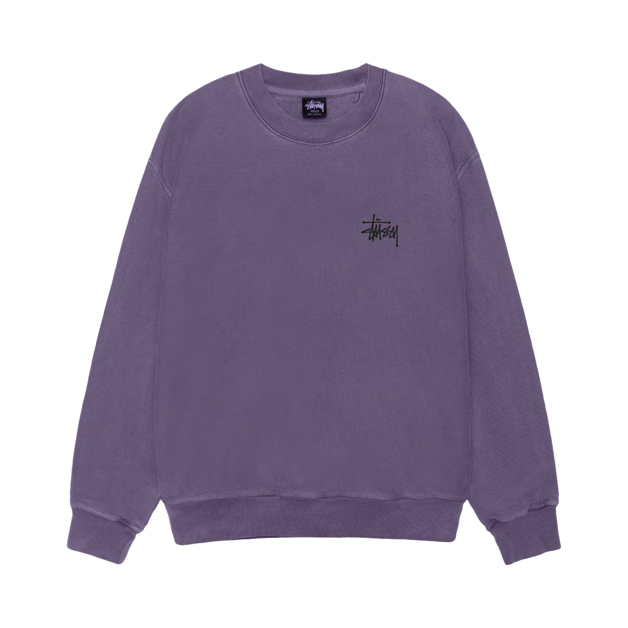 Pre-owned Stussy Basic Crew Pigment Dyed 'grape' | Purple | Men's Size L