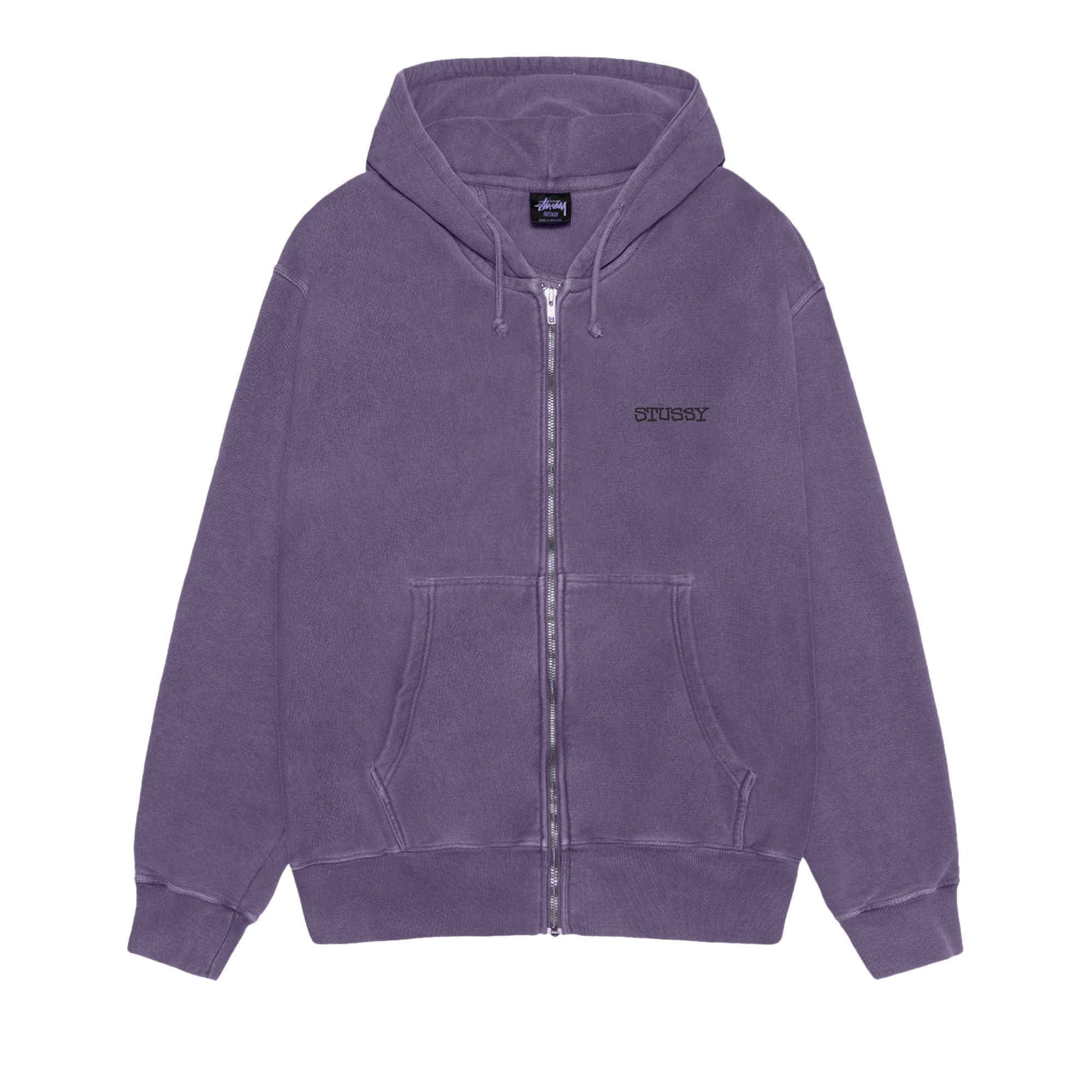 Pre-owned Stussy Jumbo Zip Hoodie Pigment Dyed 'grape' | Purple | Men's Size L