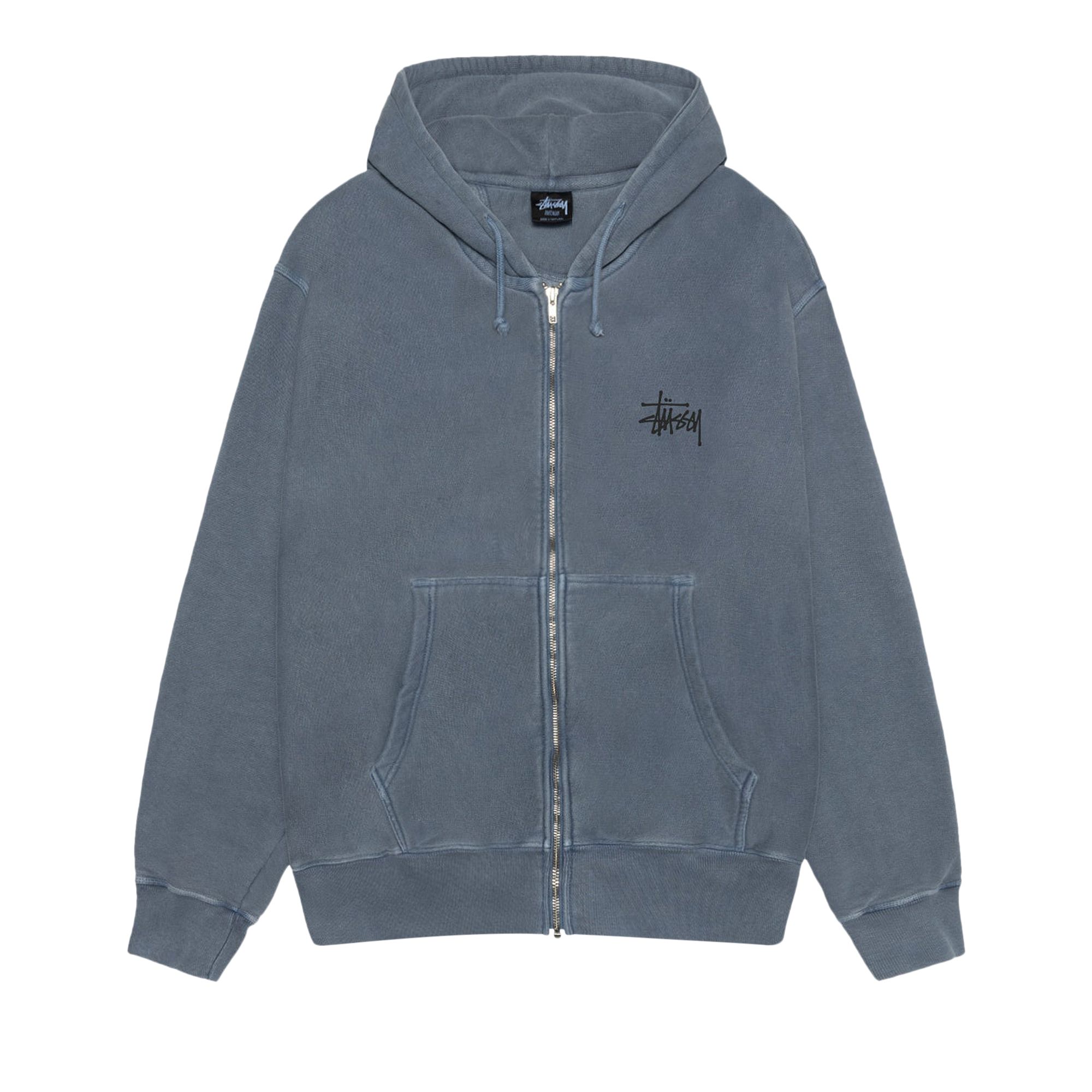 Pre-owned Stussy Basic Zip Hoodie Pigment Dyed 'navy' | Blue | Men's Size Xl