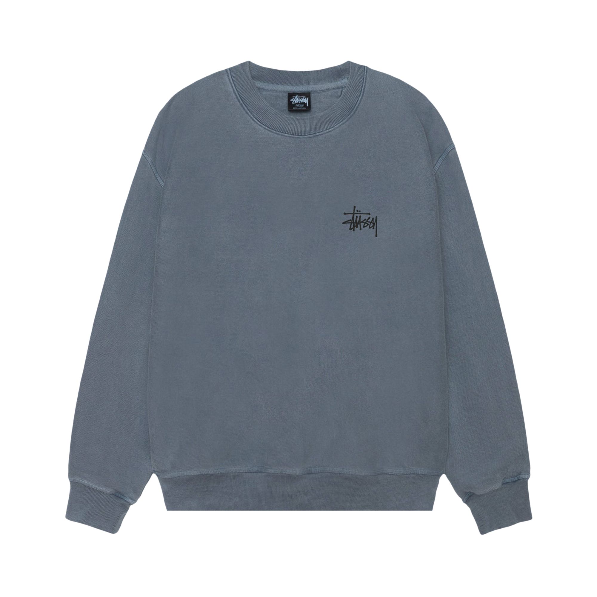Pre-owned Stussy Basic Crew Pigment Dyed 'navy' | Blue | Men's Size M