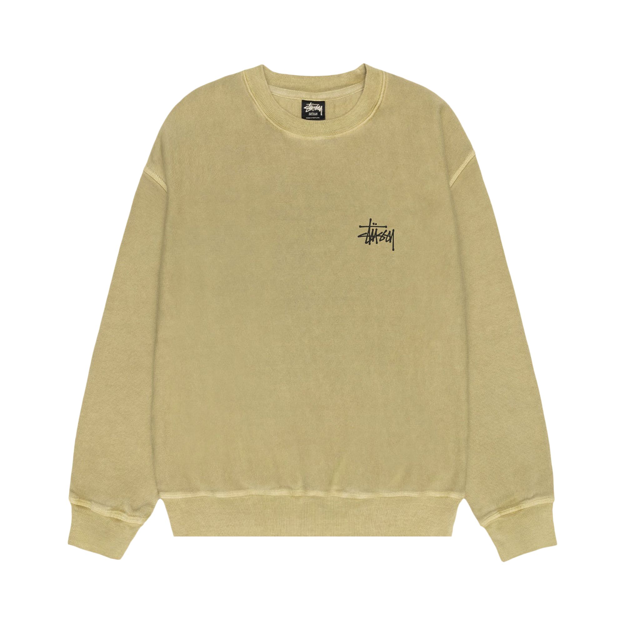Pre-owned Stussy Basic Crew Pigment Dyed 'elm' | Green | Men's Size S