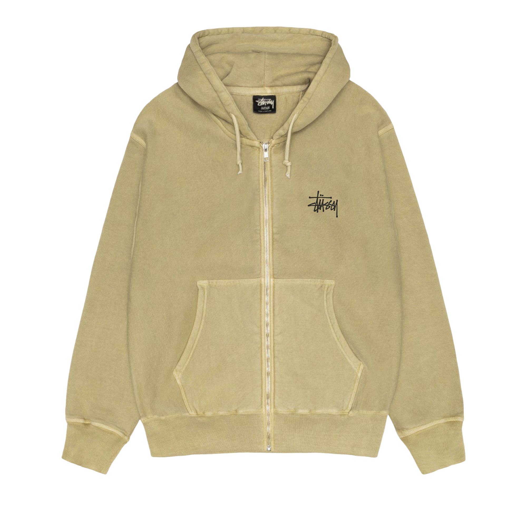 Pre-owned Stussy Basic Zip Hoodie Pigment Dyed 'elm' | Green | Men's Size M