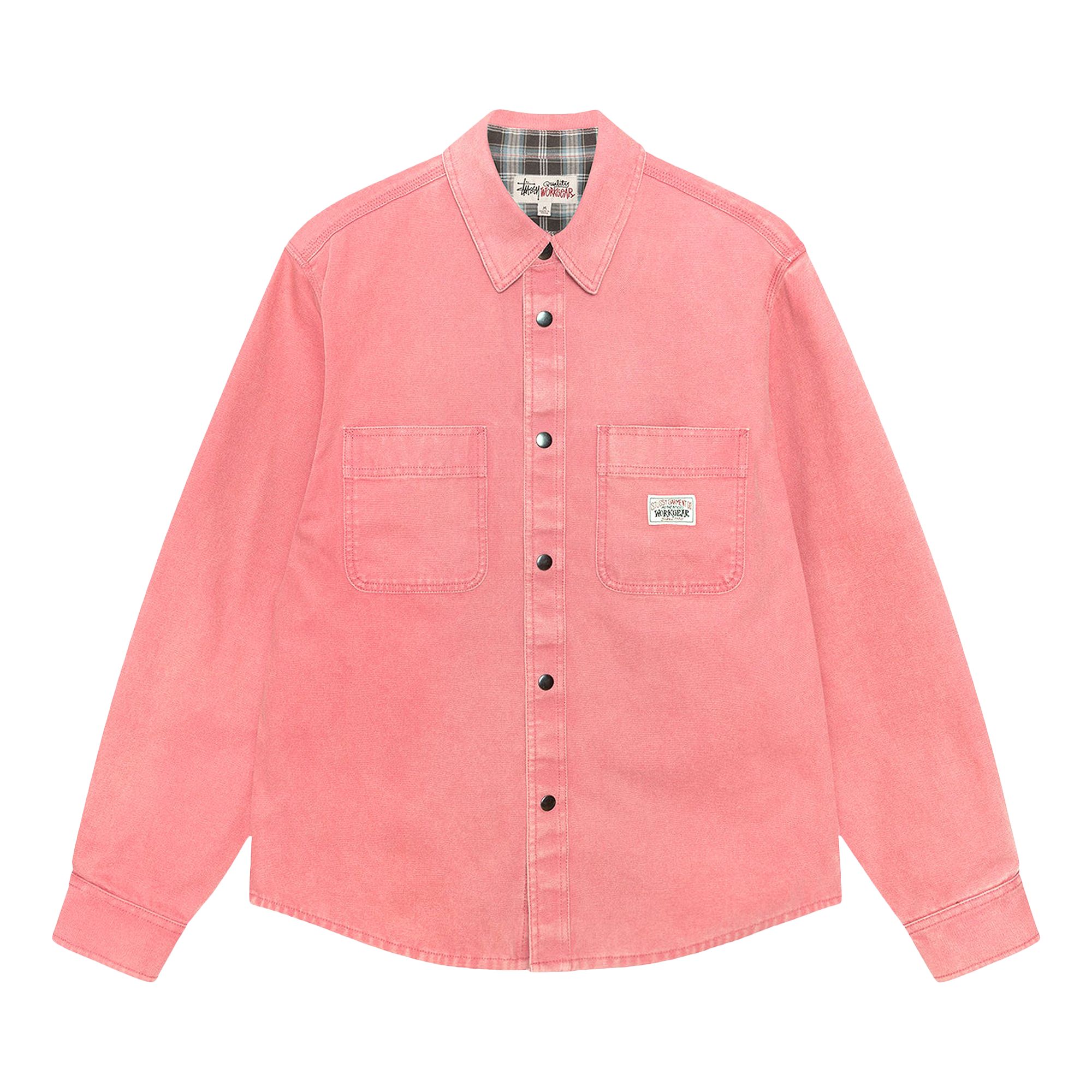 Pre-owned Stussy Heavy Washed Canvas Shirt 'berry' | Pink | Men's Size L