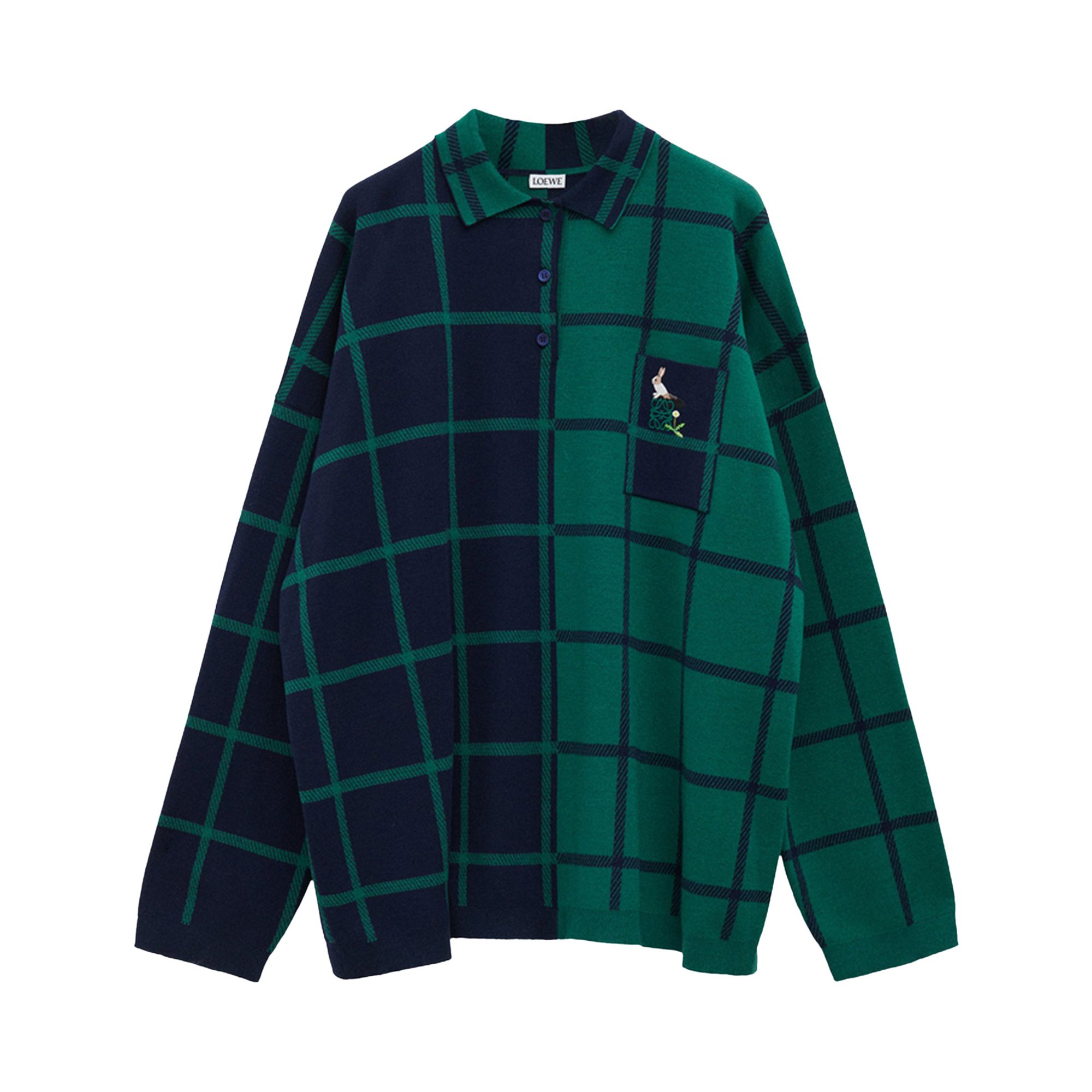 Pre-owned Loewe Polo Sweater 'navy Blue/green' | Women's Size Xs