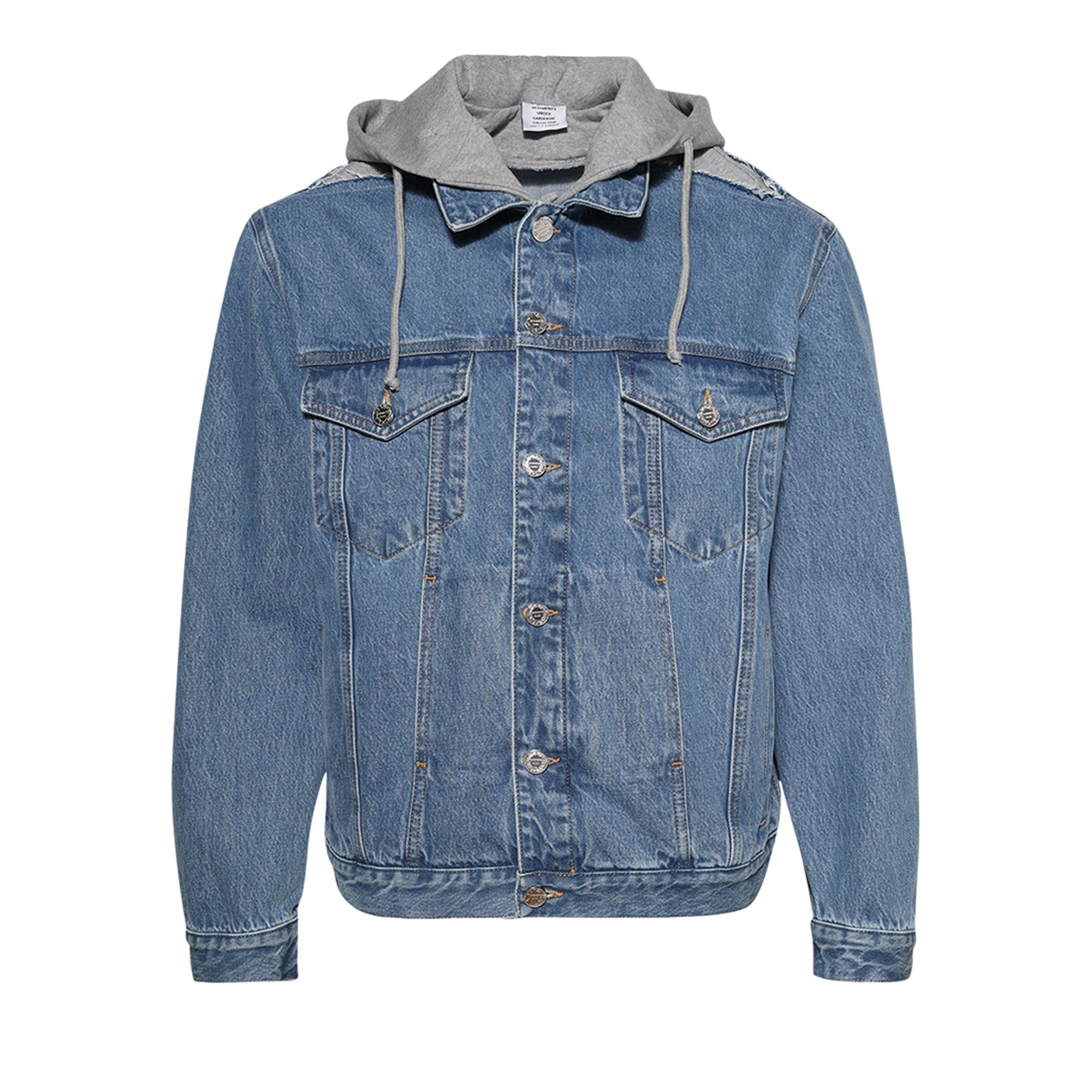 Pre-owned Vetements Deconstructed Hooded Denim Jacket 'mid Blue' | Men's Size Xl