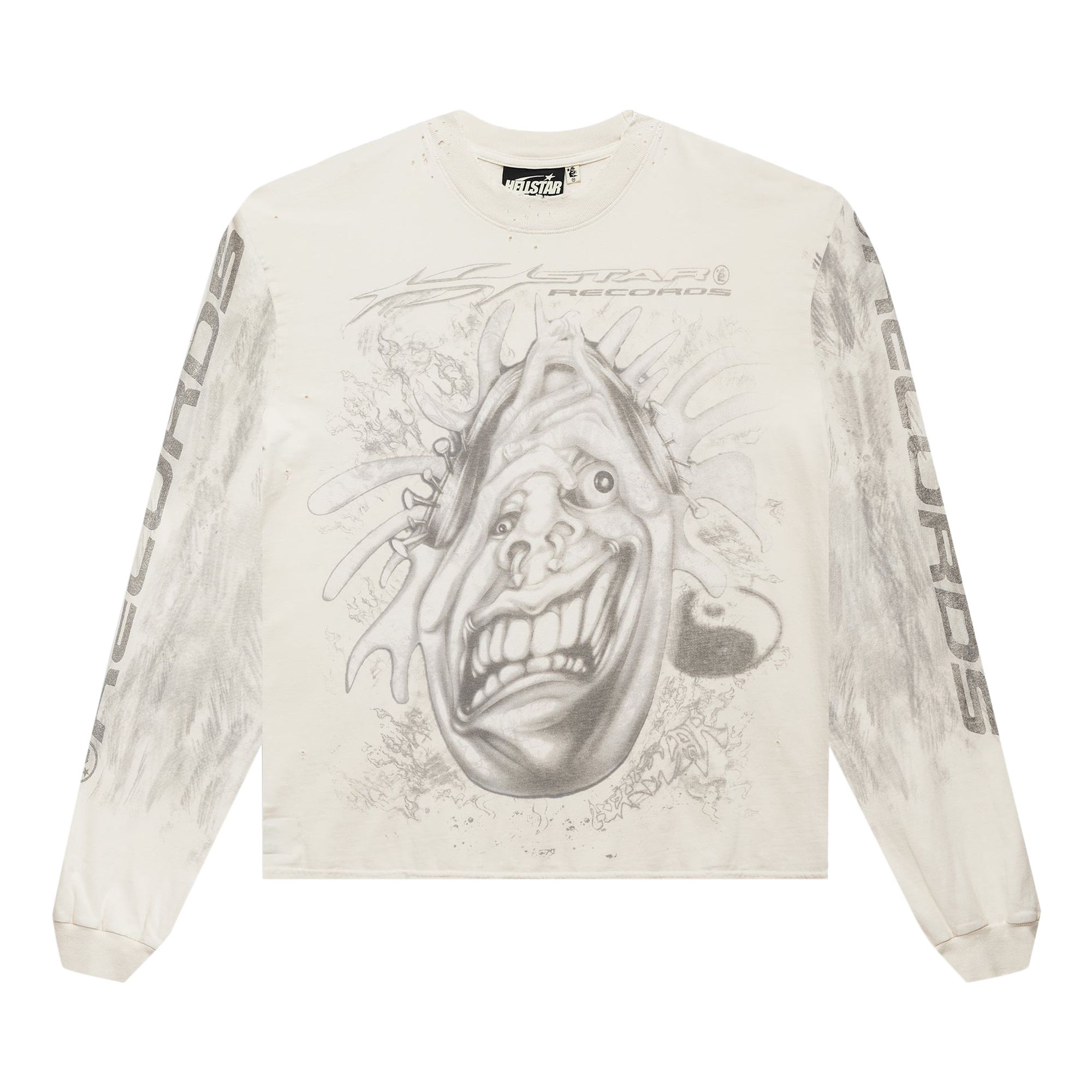 Pre-owned Hellstar Hstar Records Long-sleeve 'white' | Men's Size L