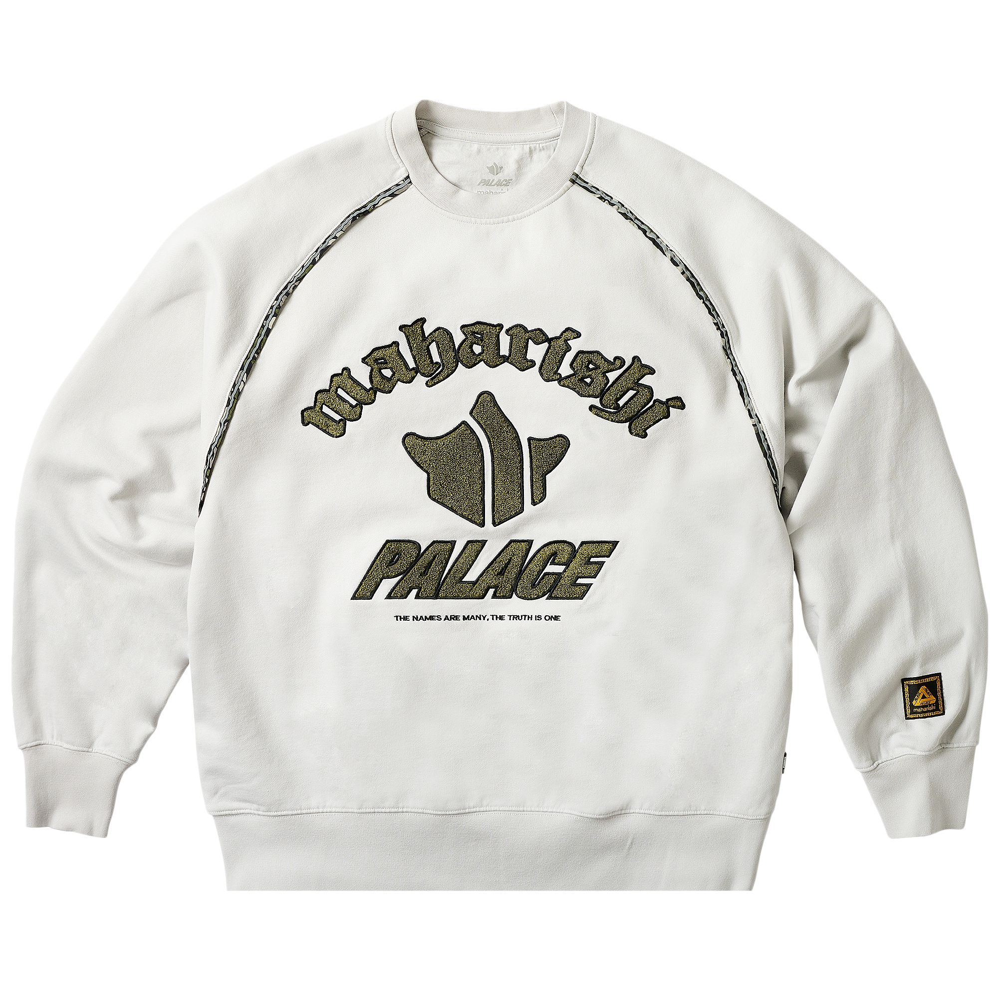 Pre-owned Palace X Maharishi Temple Script Crew 'stone White' | Men's Size L