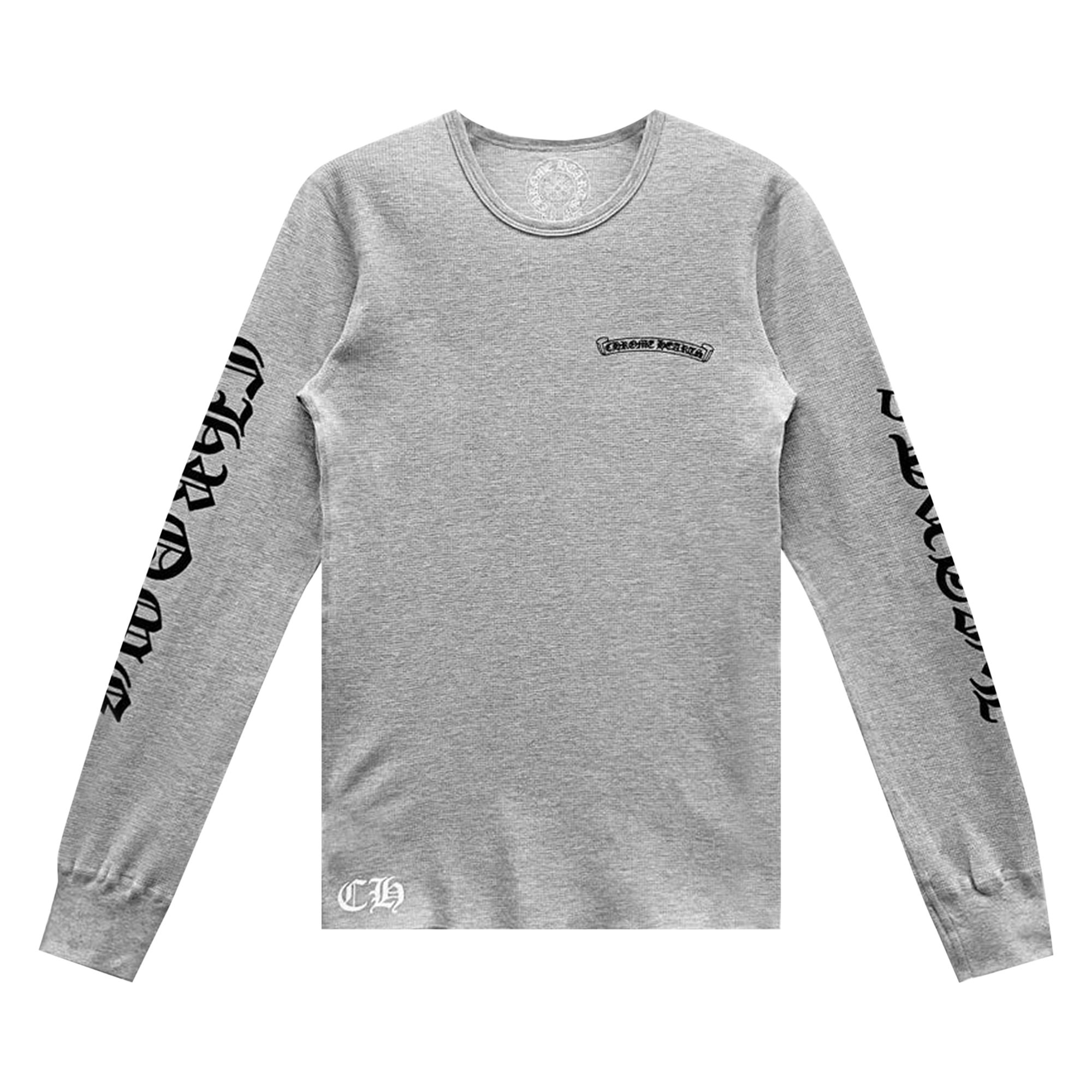 Pre-owned Chrome Hearts Scroll Logo Long-sleeve Thermal T-shirt 'grey' | Men's Size M