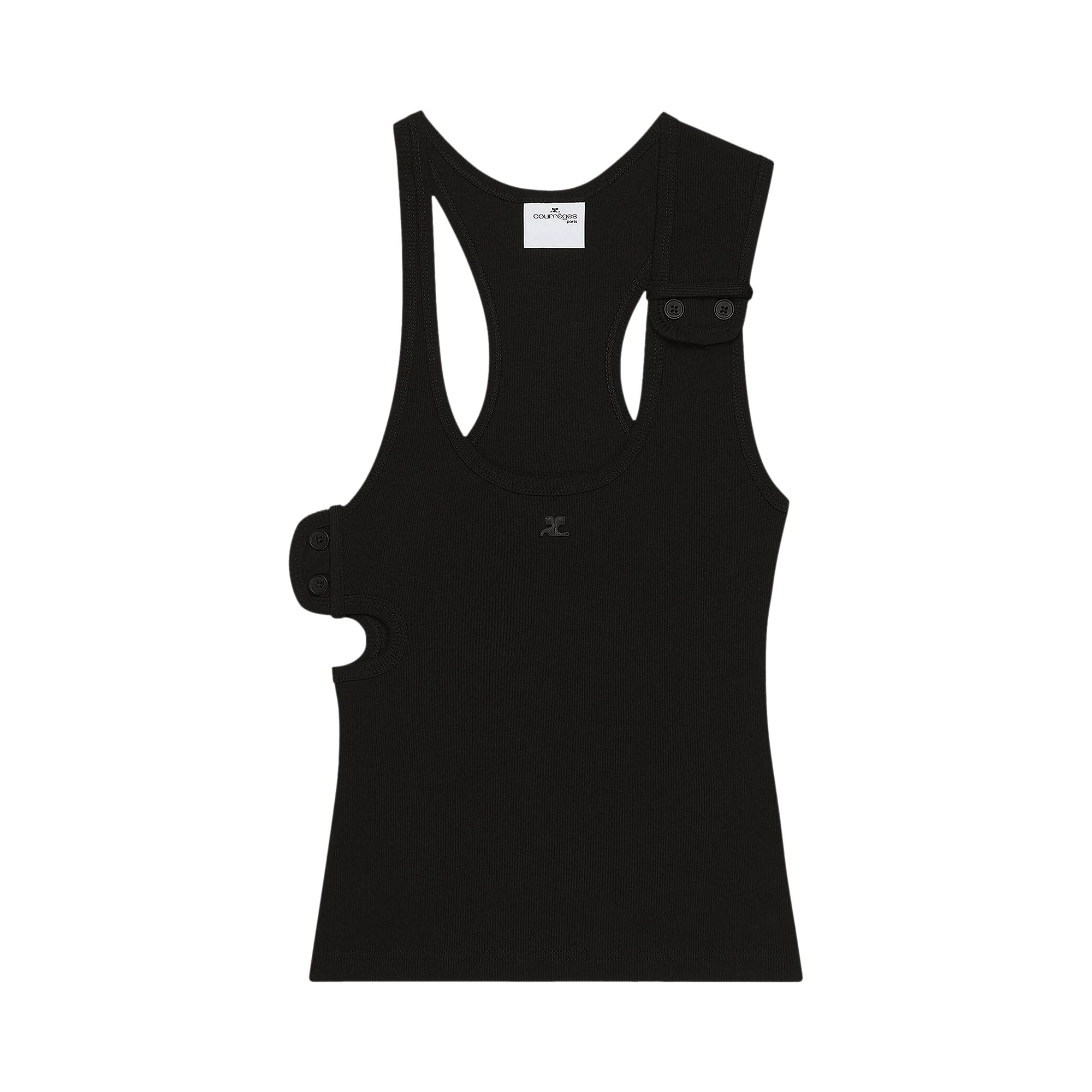 Pre-owned Courrèges Double Buckle 90s Rib Tank Top 'black' | Women's Size Xs