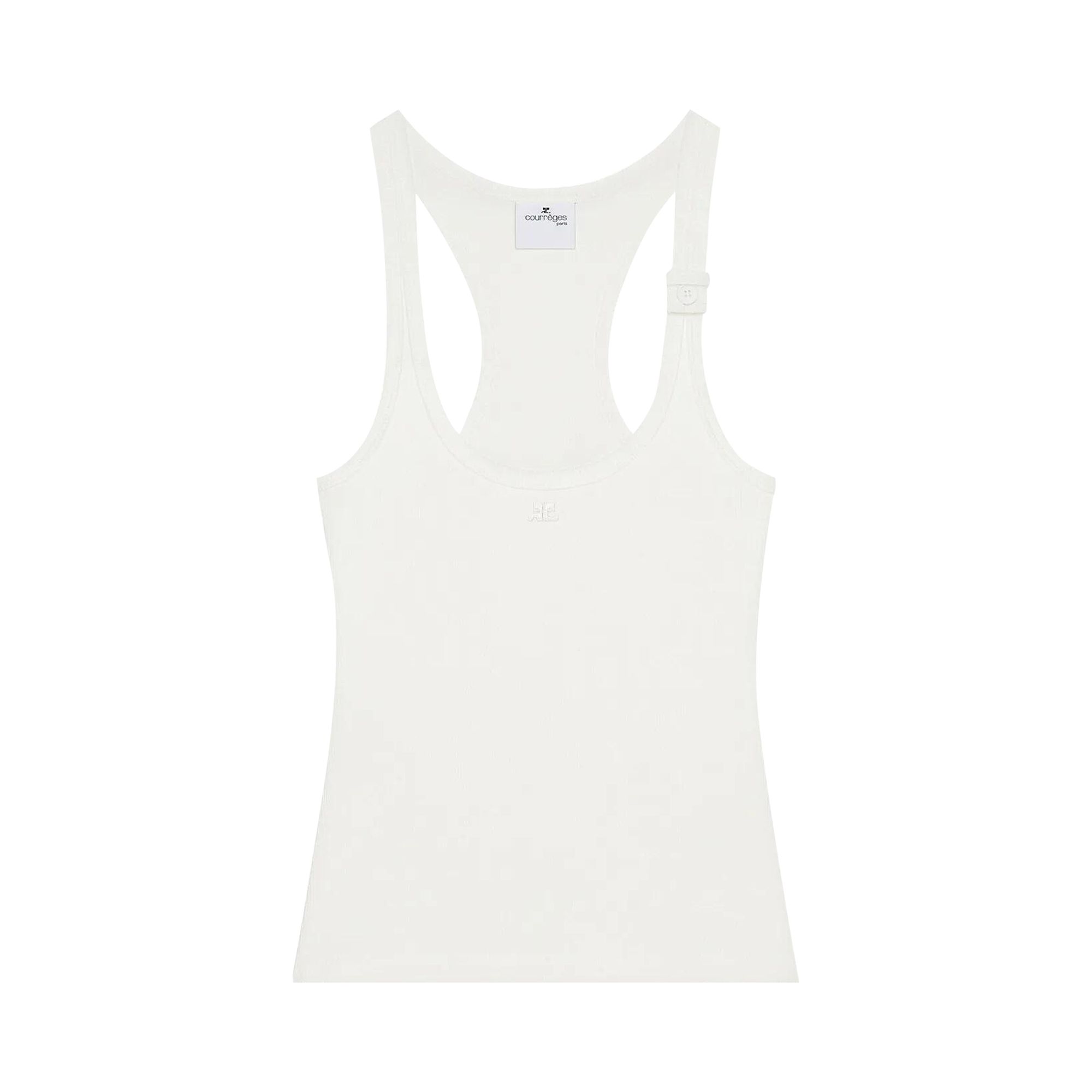 Pre-owned Courrèges Buckle 90s Rib Tank Top 'heritage White' | Women's Size S