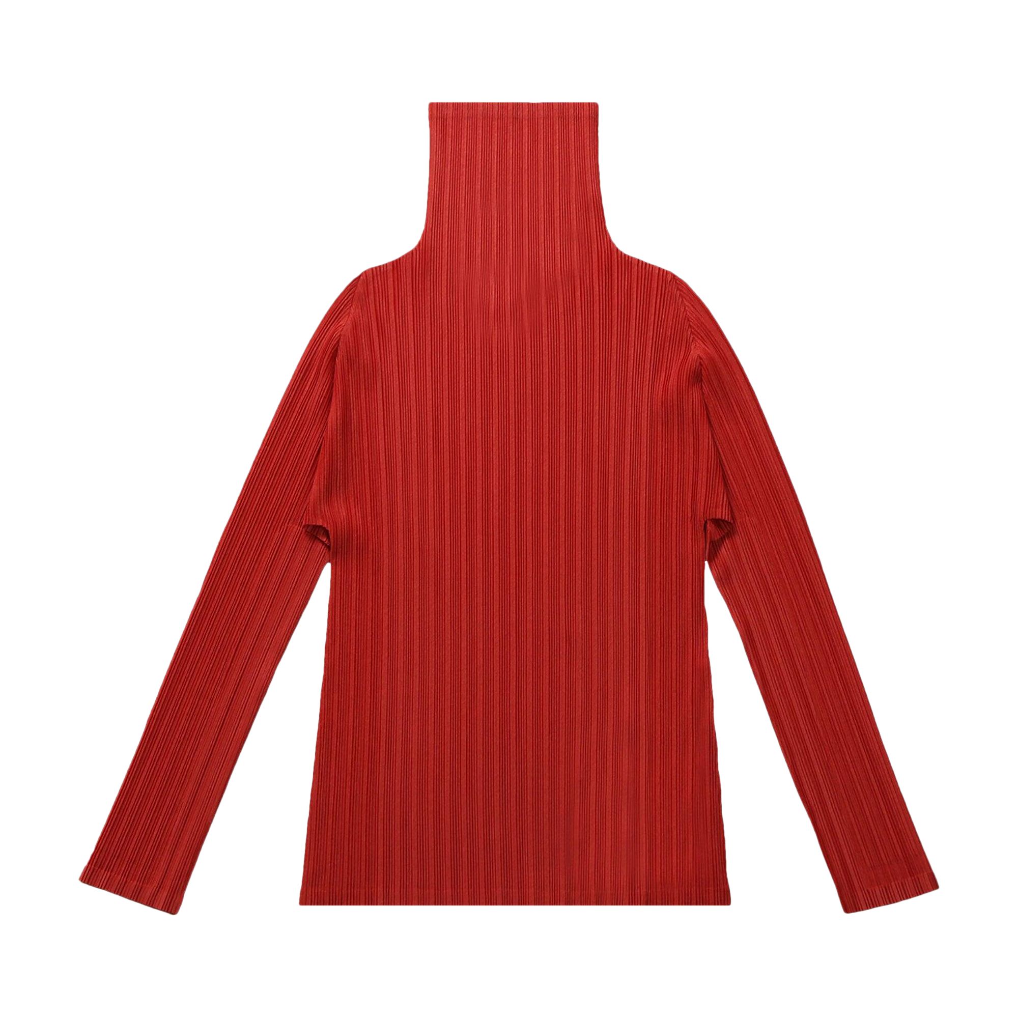 Pre-owned Issey Miyake Pleats Please  Rib Pleats February Shirt 'red' | Women's Size 3