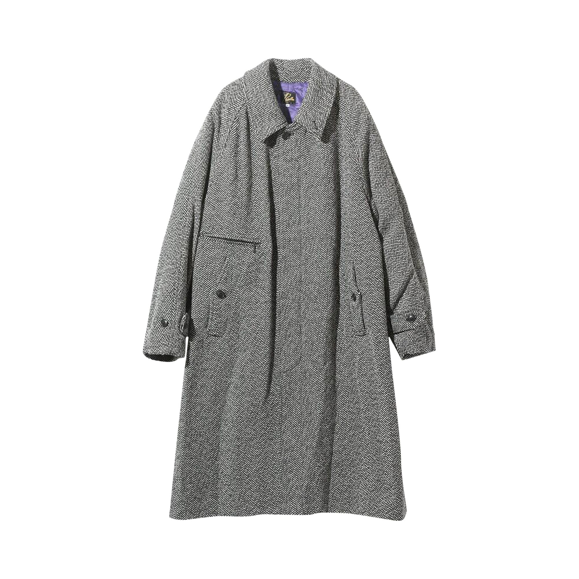 Pre-owned Needles Herringbone Balcollar Coat 'white' | Men's Size S
