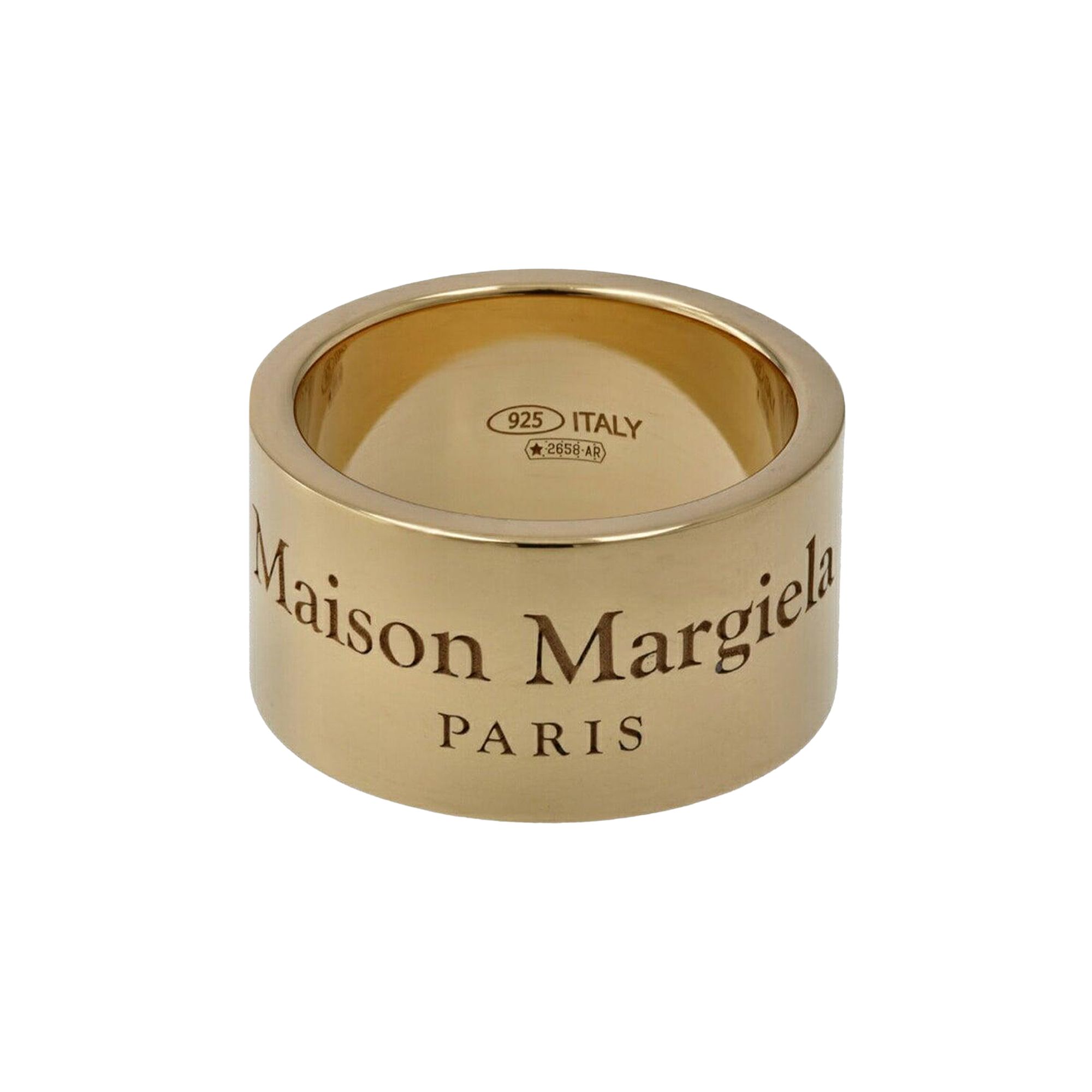 Pre-owned Maison Margiela Logo Engraved Ring 'yellow Gold' | Men's Size 10