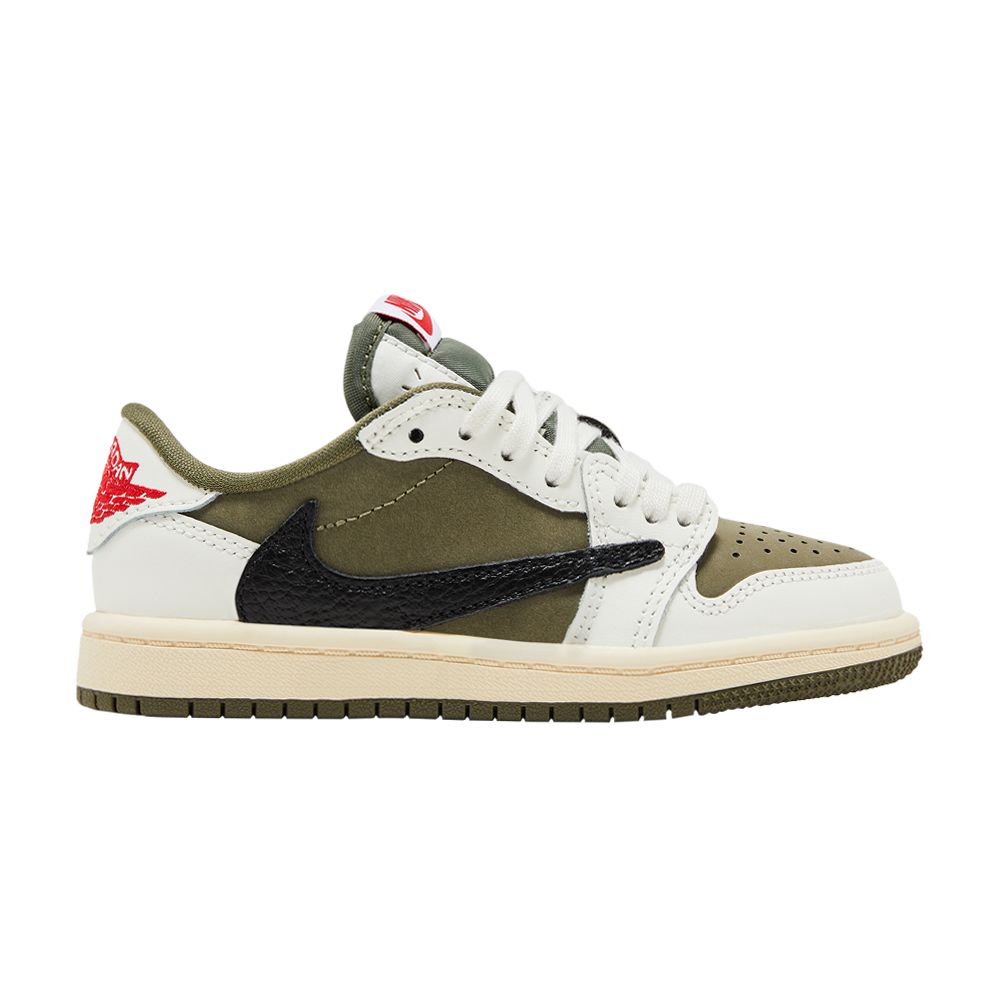 Pre-owned Air Jordan Travis Scott X  1 Retro Low Og Sp Ps 'reverse Olive / Medium Olive' | Green | Kid's Size 1