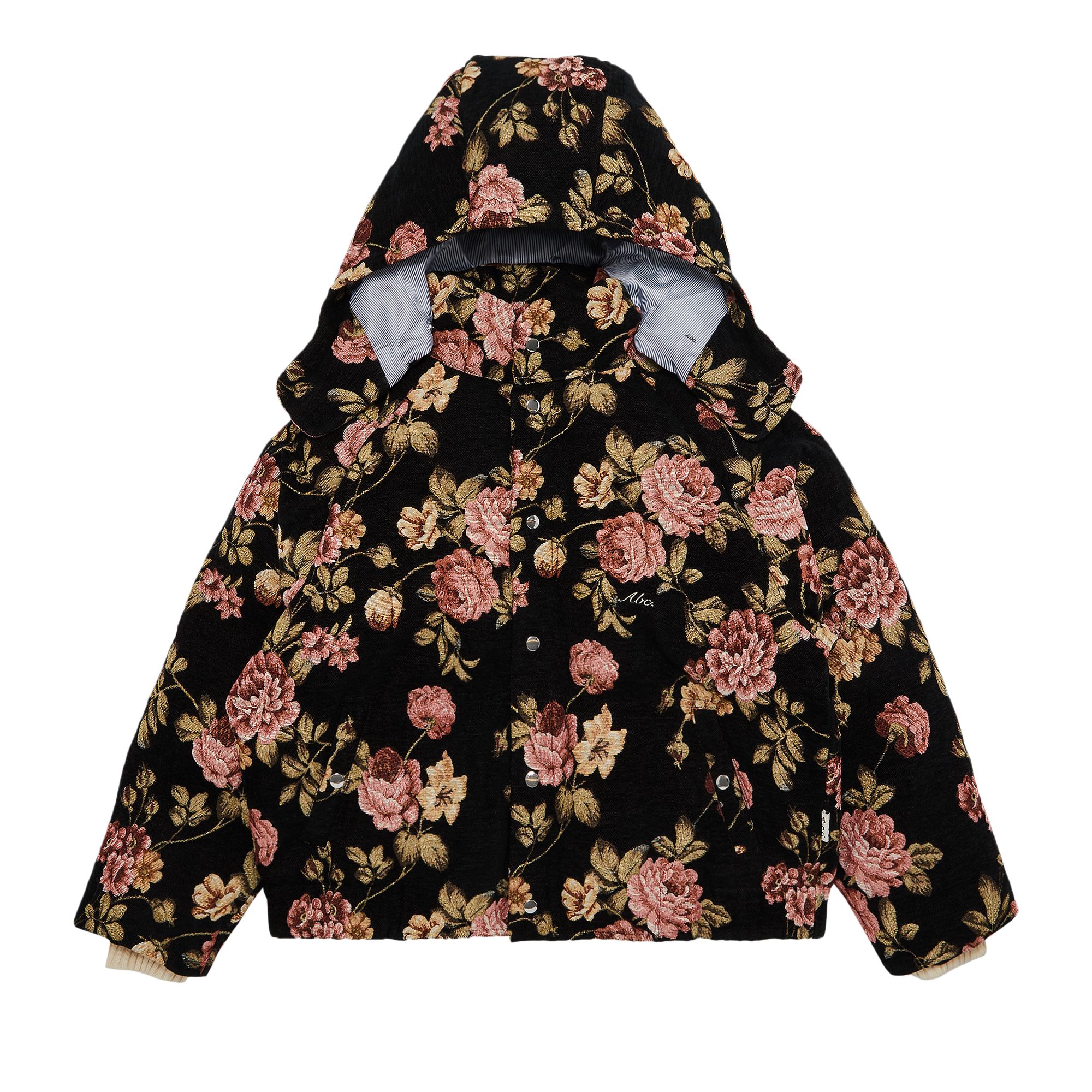 Pre-owned Advisory Board Crystals Floral Jacquard Puffer Jacket 'black' | Men's Size L