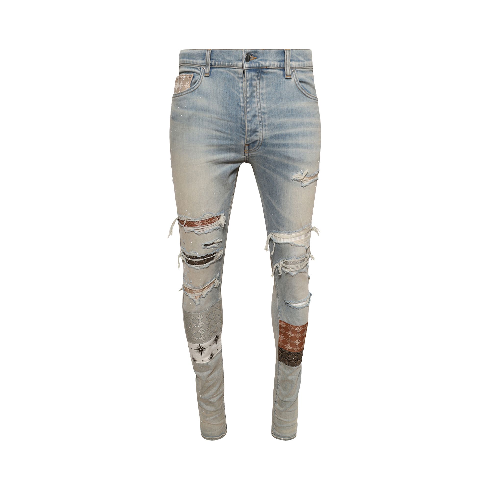 Pre-owned Amiri Quad Artpatch Skinny Jean 'antique Indigo' | Blue | Men's Size 40