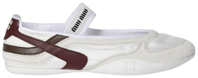 Miu Miu Wmns Gymnasium Ballerinas White Burgundy