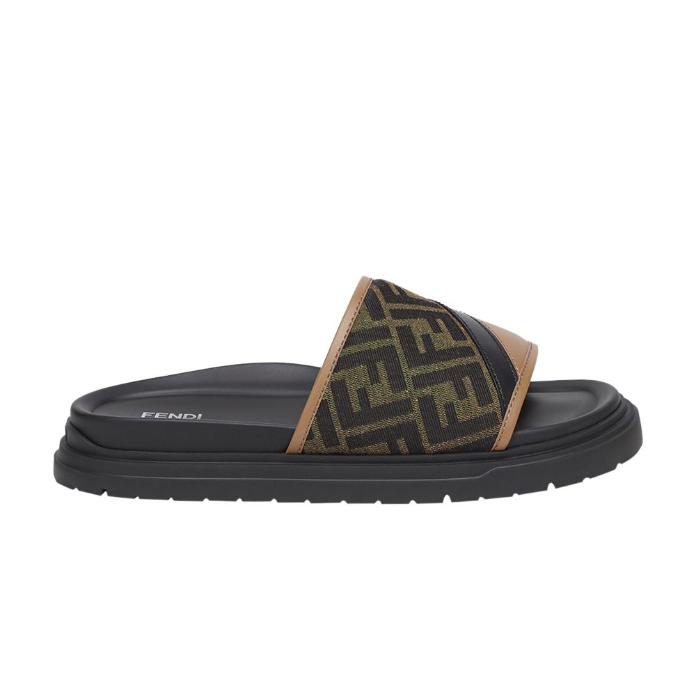 Pre-owned Fendi Diagonal Slides 'ff Jacquard - Brown' | Men's Size 45