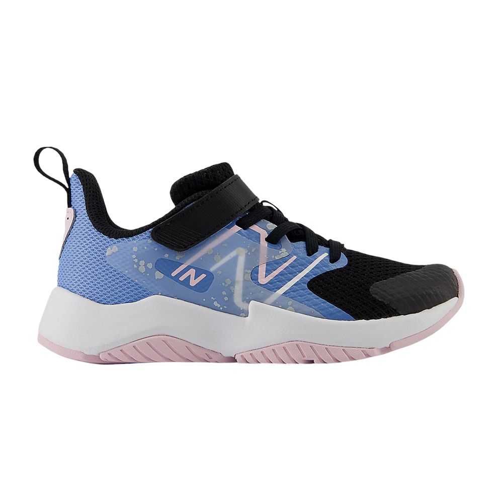 Pre-owned New Balance Rave Run V2 Bungee Lace Big Kid Wide 'black Blue Laguna Paint Splatter' | Kid's Size 5