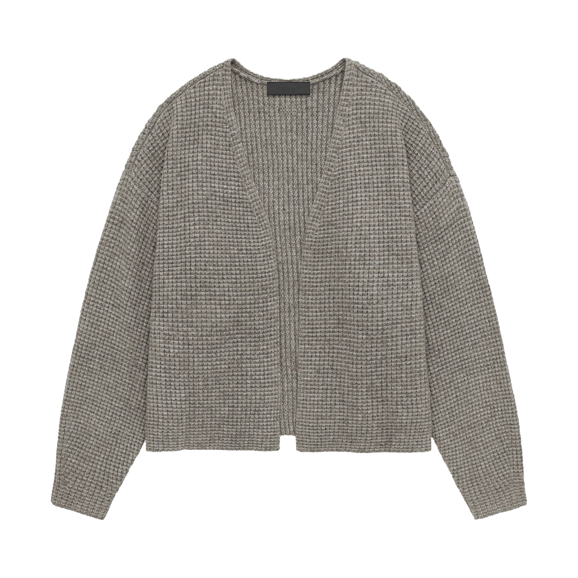 Pre-owned Essentials Fear Of God  Heavy Waffle Cardigan 'heather Grey' | Men's Size M In Gray