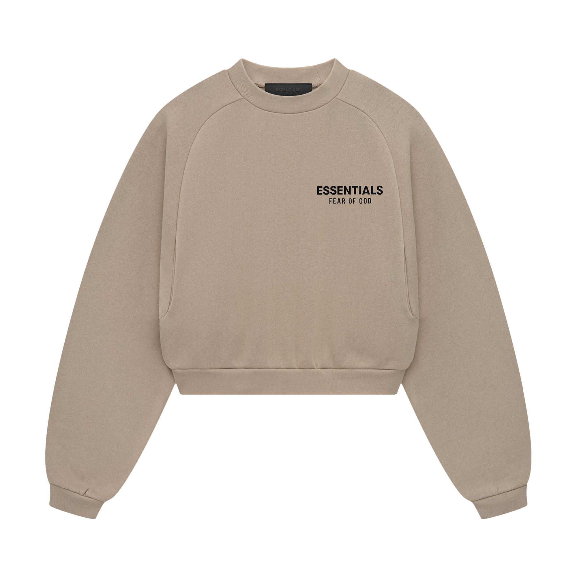 Pre-owned Essentials Fear Of God Fleece Cropped Crewneck 'desert Sand' | Tan | Women's Size M In Brown