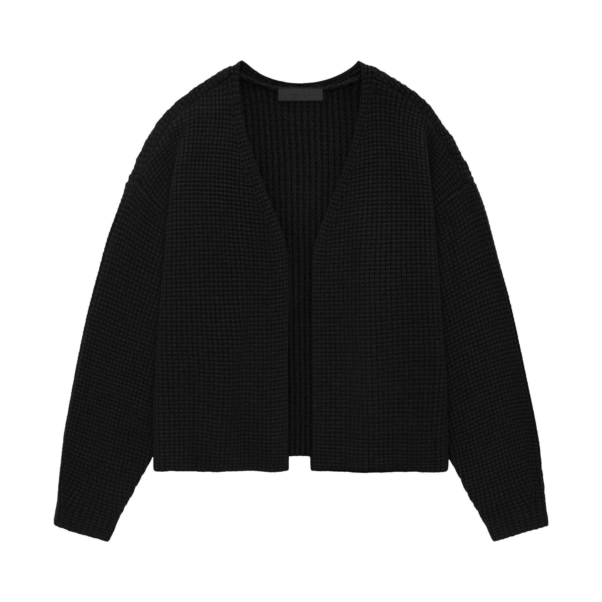 Pre-owned Essentials Fear Of God  Heavy Waffle Cardigan 'black' | Men's Size L