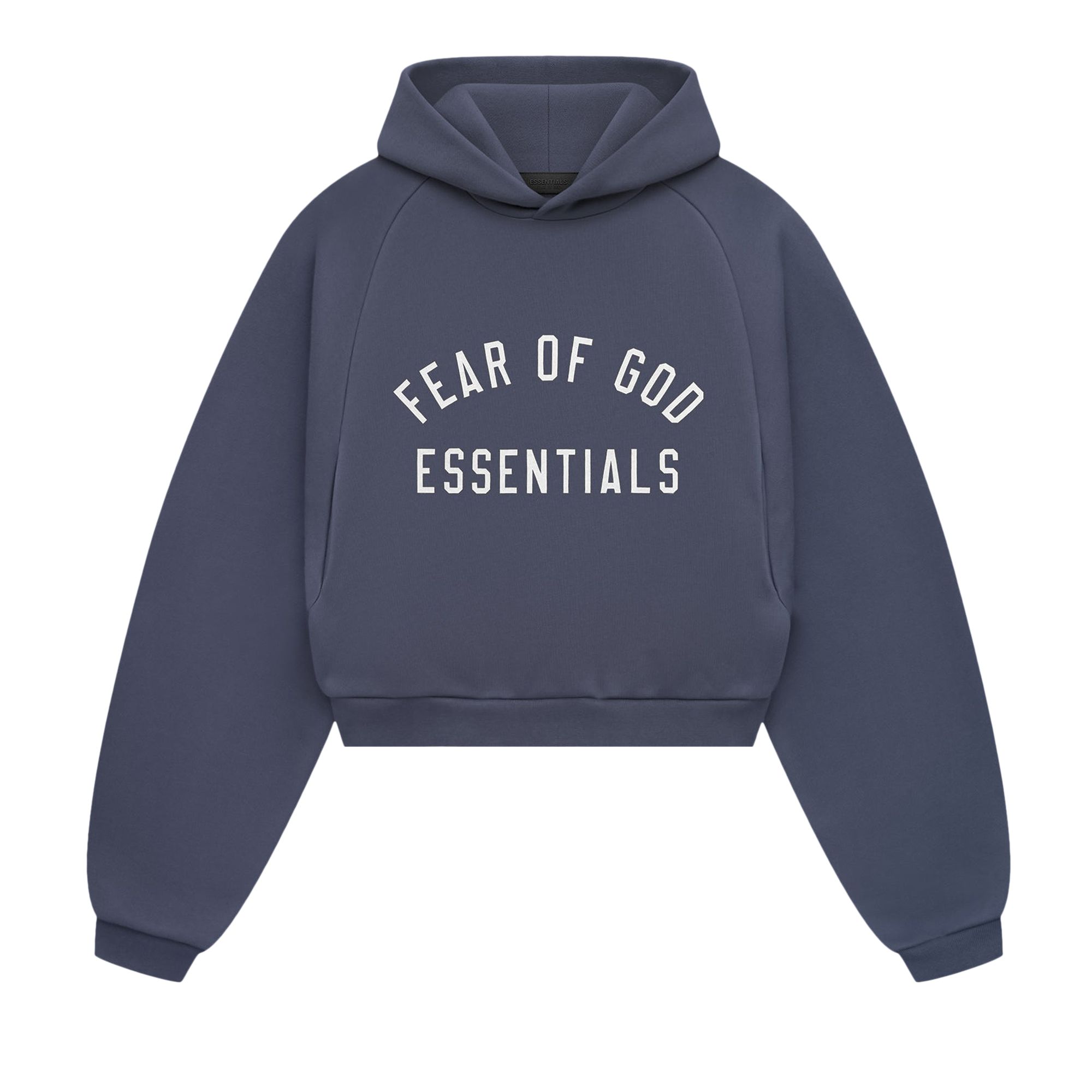 Pre-owned Essentials Fear Of God  Fleece Cropped Hoodie 'marine' | Blue | Women's Size Xs