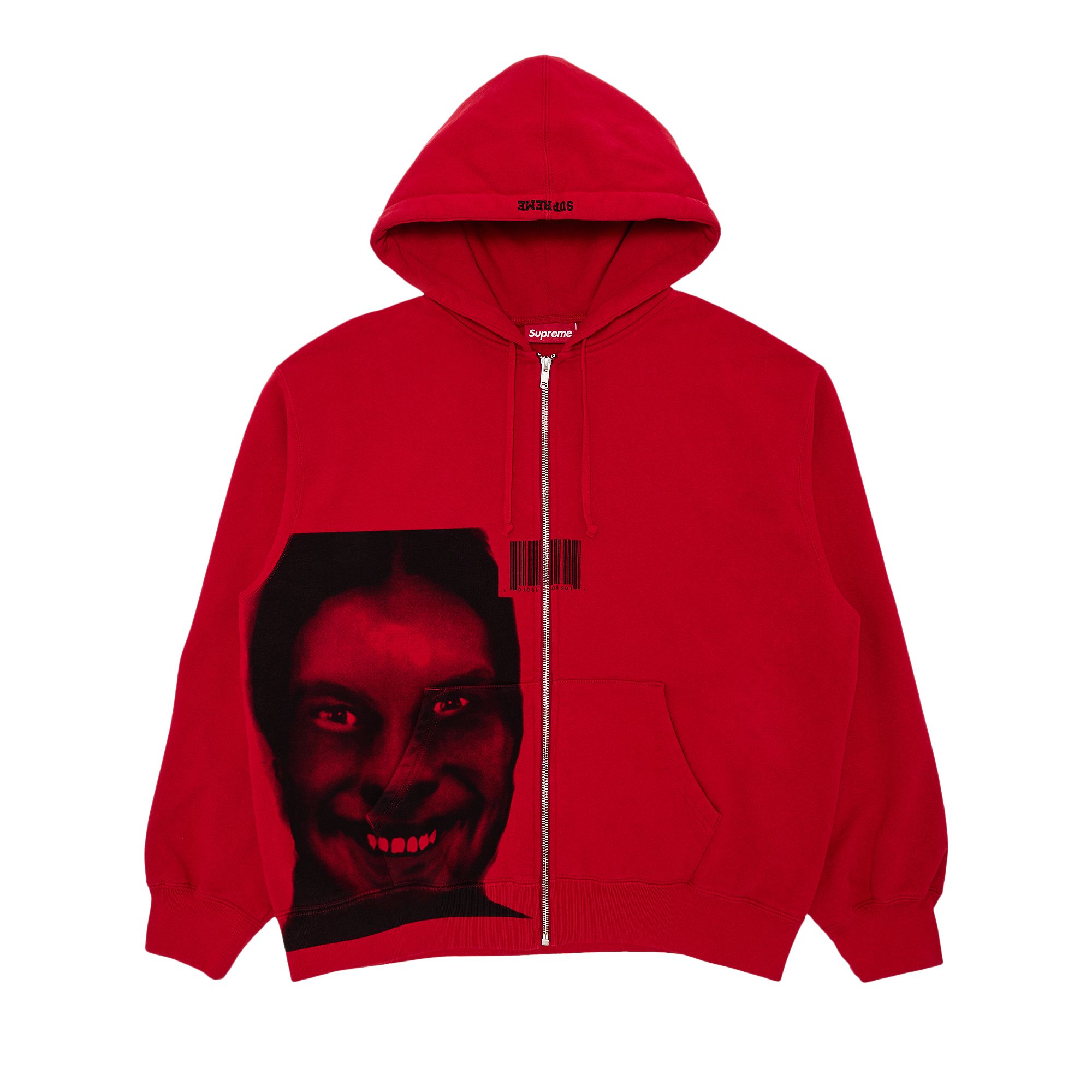 Pre-owned Supreme X Aphex Twin Zip Up Hooded Sweatshirt 'red' | Men's Size L
